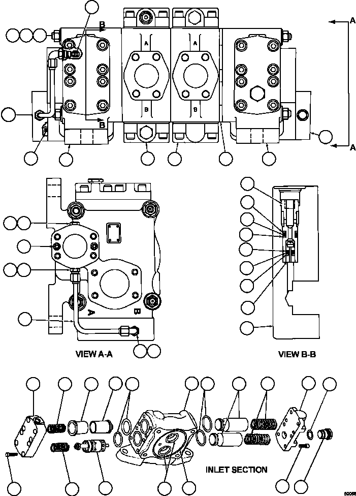 Komatsu parts book diagram for AFE59-FY 930E-4 S/N A31856 - A31859  JWANENG: HOIST CONTROL VALVE ASSEMBLY      PB9839