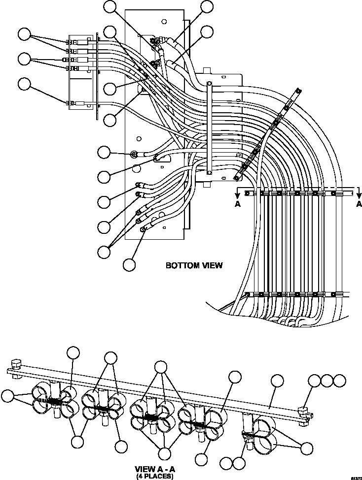 Komatsu parts book diagram for AFE59-FY 930E-4 S/N A31856 - A31859  JWANENG: HYDRAULIC BRAKE CABINET HOSE ROUTING    2/3