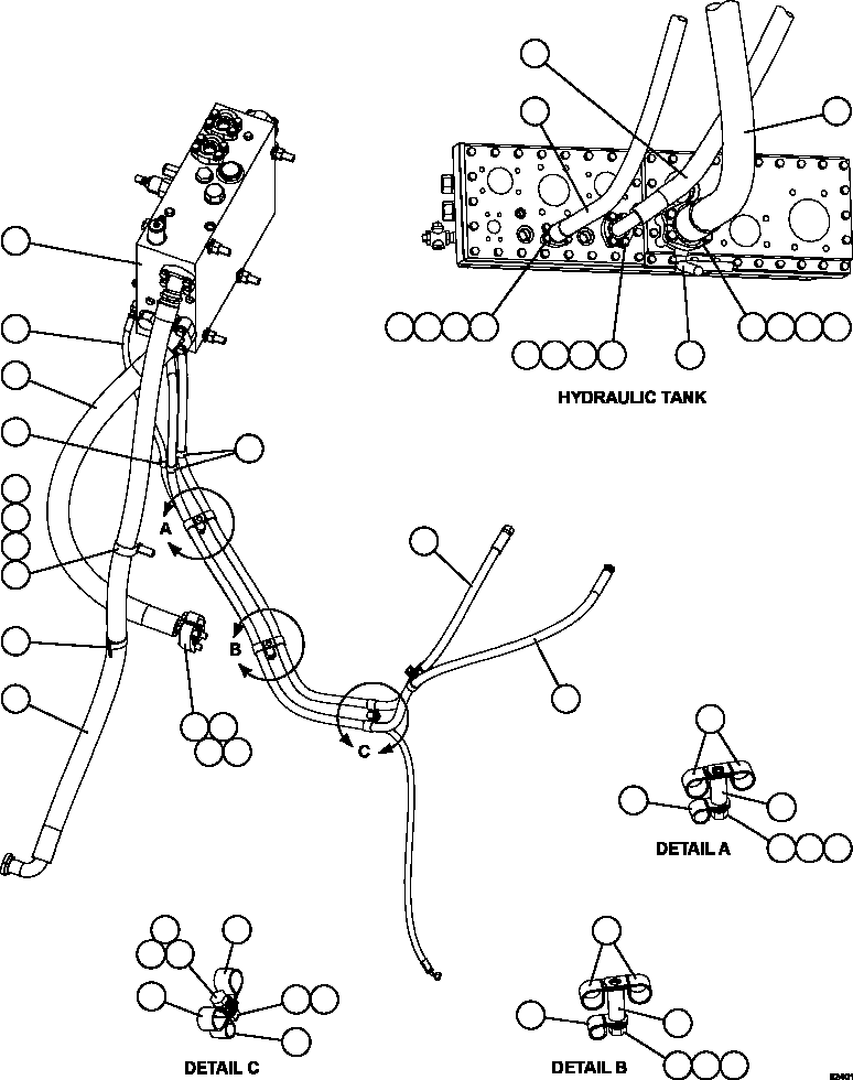 Komatsu parts book diagram for AFE59-FY 930E-4 S/N A31856 - A31859  JWANENG: STEERING SYSTEM PIPING   2/2