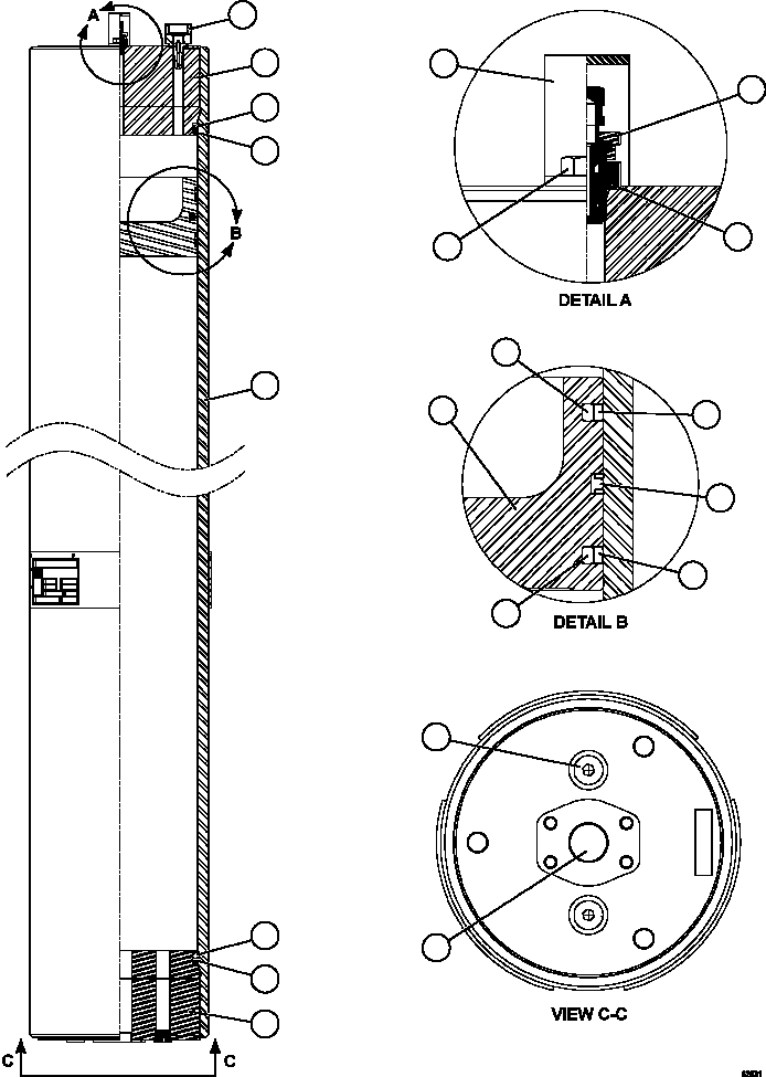 Komatsu parts book diagram for AFE59-FY 930E-4 S/N A31856 - A31859  JWANENG: PISTON ACCUMULATOR    58C-60-00200