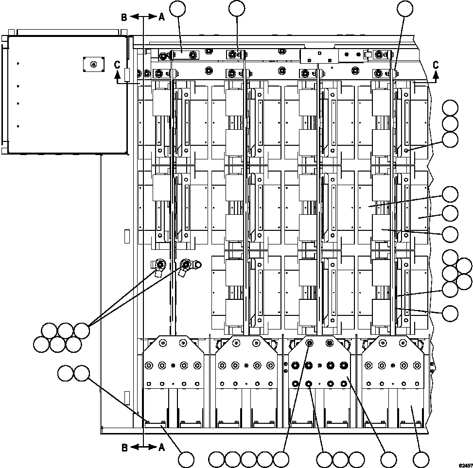Komatsu parts book diagram for AFE59-FY 930E-4 S/N A31856 - A31859  JWANENG: CONTROL CABINET - RH COMPARTMENT 1/3  58F-43-00040