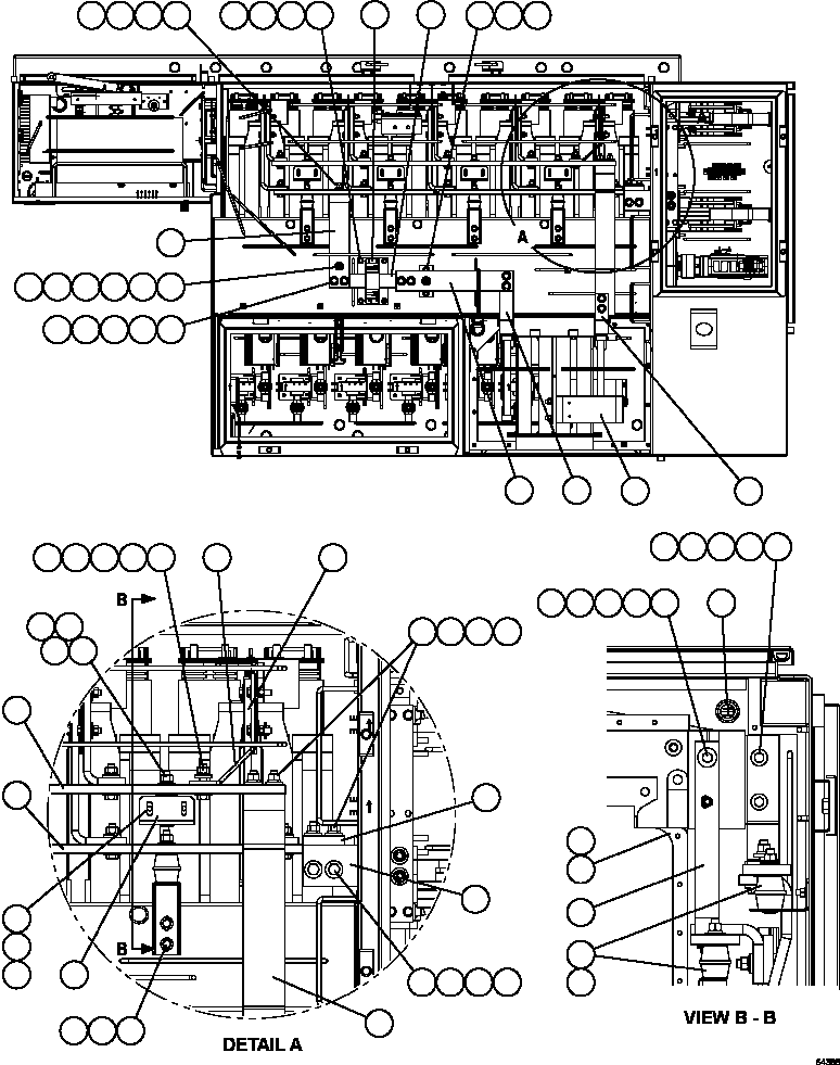 Komatsu parts book diagram for AFE59-FY 930E-4 S/N A31856 - A31859  JWANENG: CONTROL CABINET - TOP VIEW    1/2    58F-43-00040