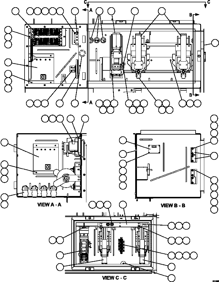 Komatsu parts book diagram for AFE59-FY 930E-4 S/N A31856 - A31859  JWANENG: CONTROL CABINET - CONTACTOR BOX      58F-43-00040