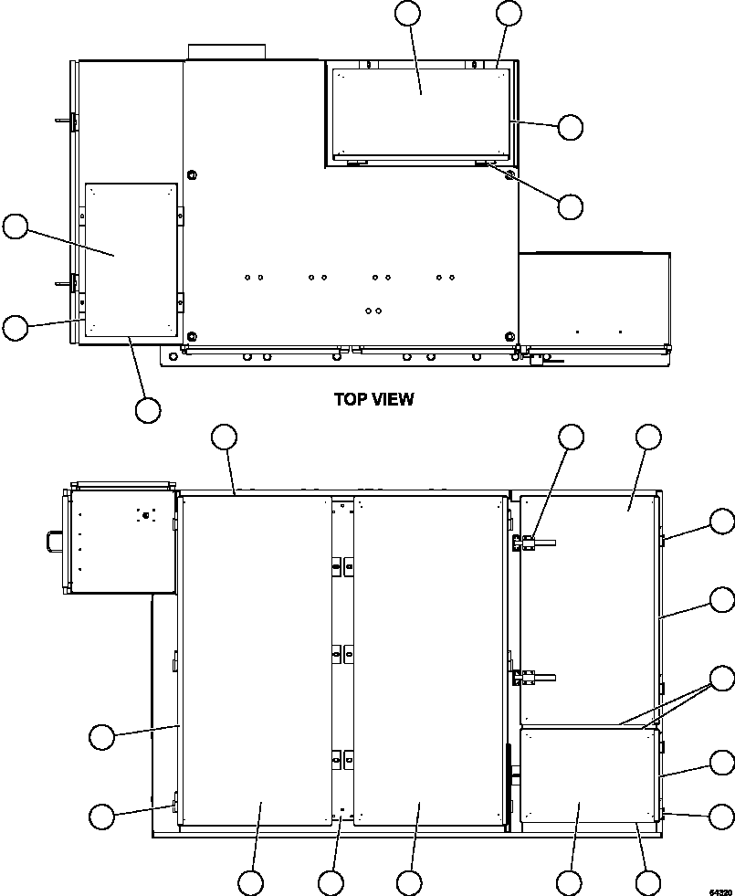 Komatsu parts book diagram for AFE59-FY 930E-4 S/N A31856 - A31859  JWANENG: CONTROL CABINET - DOORS & COVERS 1/2  58B-43-00191