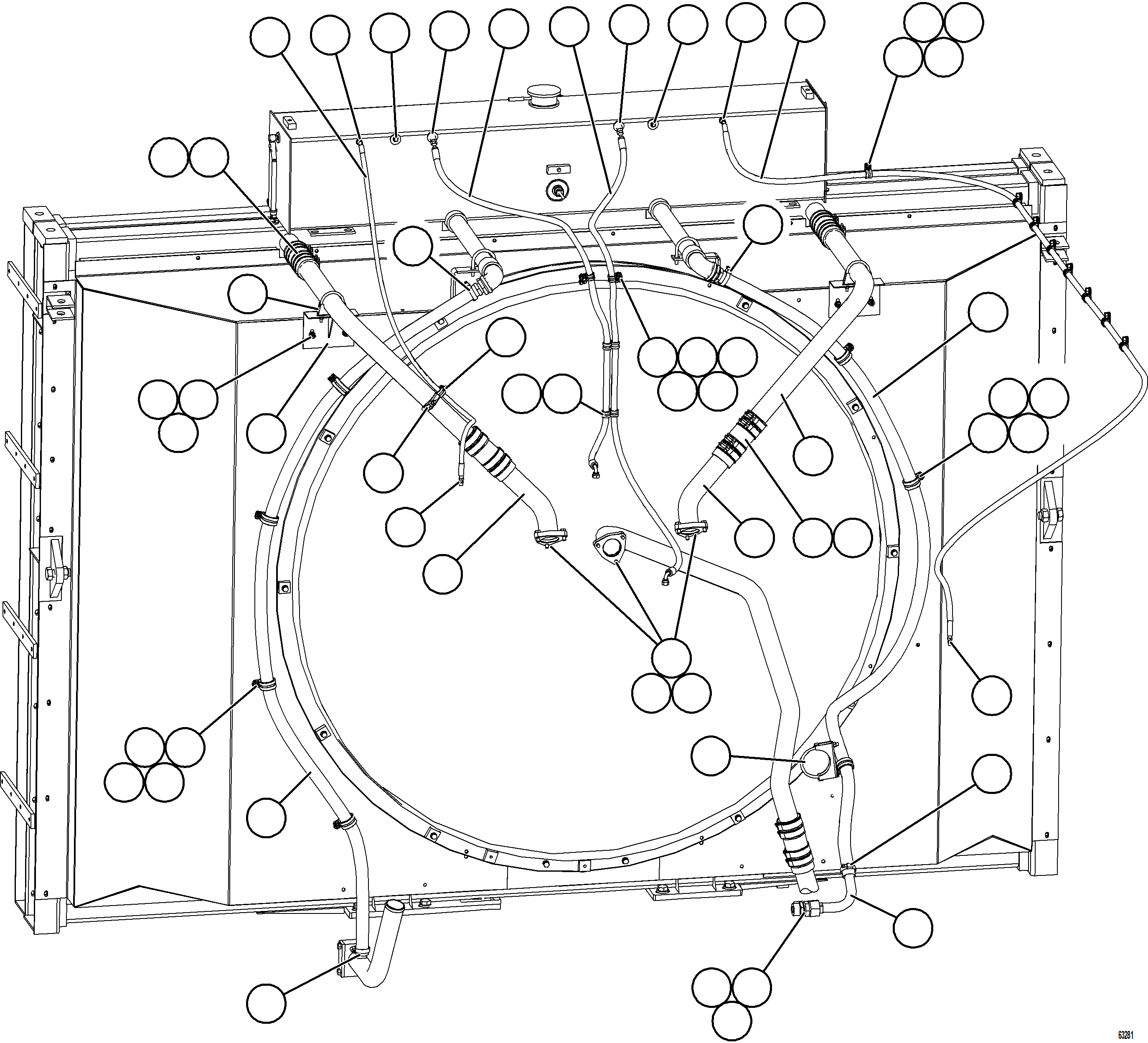 Komatsu parts book diagram for AFE59-GH 930E-4 S/N A31966 - A31967  PENASQUITO: RADIATOR PIPING   1/4
