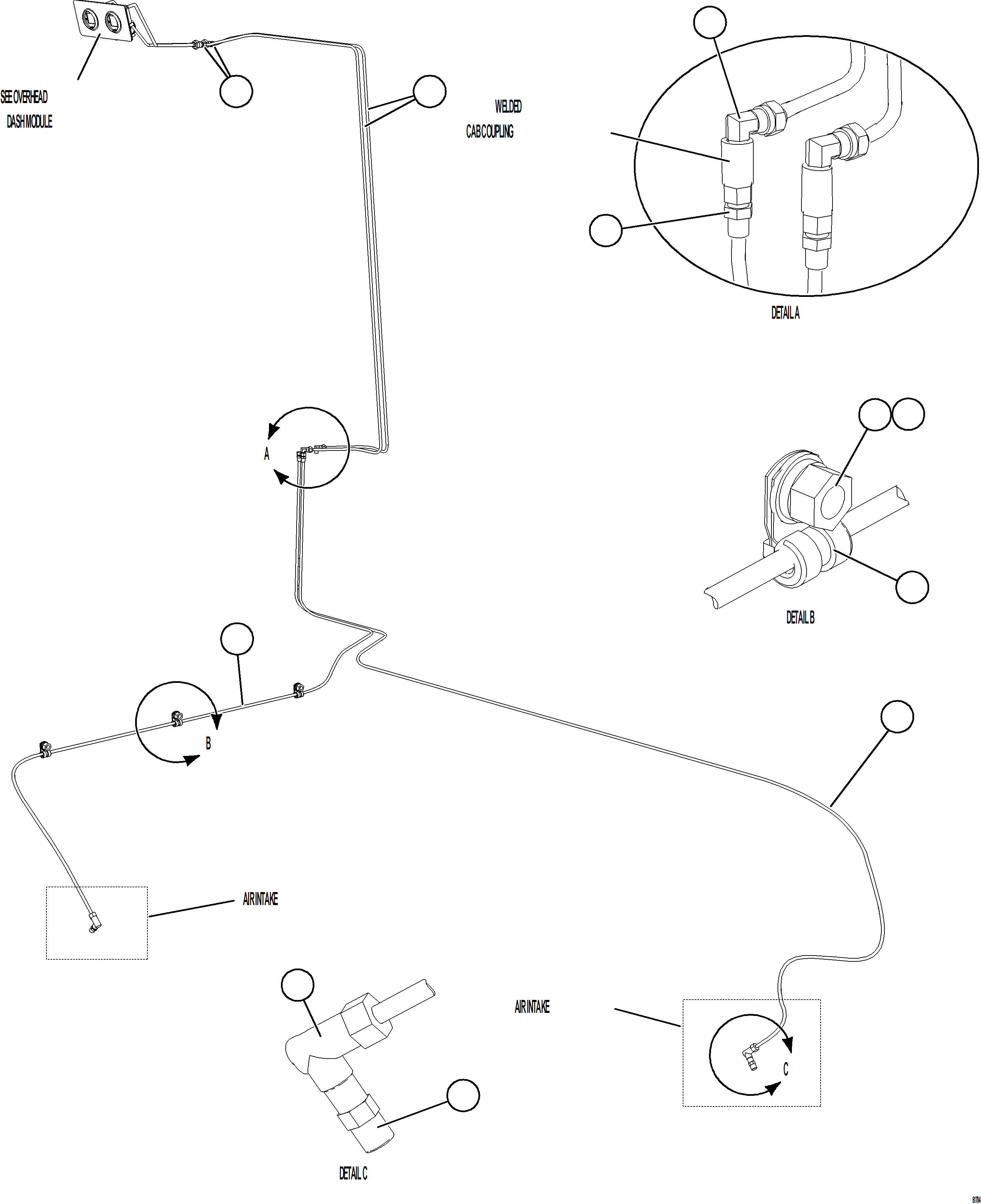 Komatsu parts book diagram for AFE59-GH 930E-4 S/N A31966 - A31967  PENASQUITO: AIR CLEANER INDICATOR PIPING