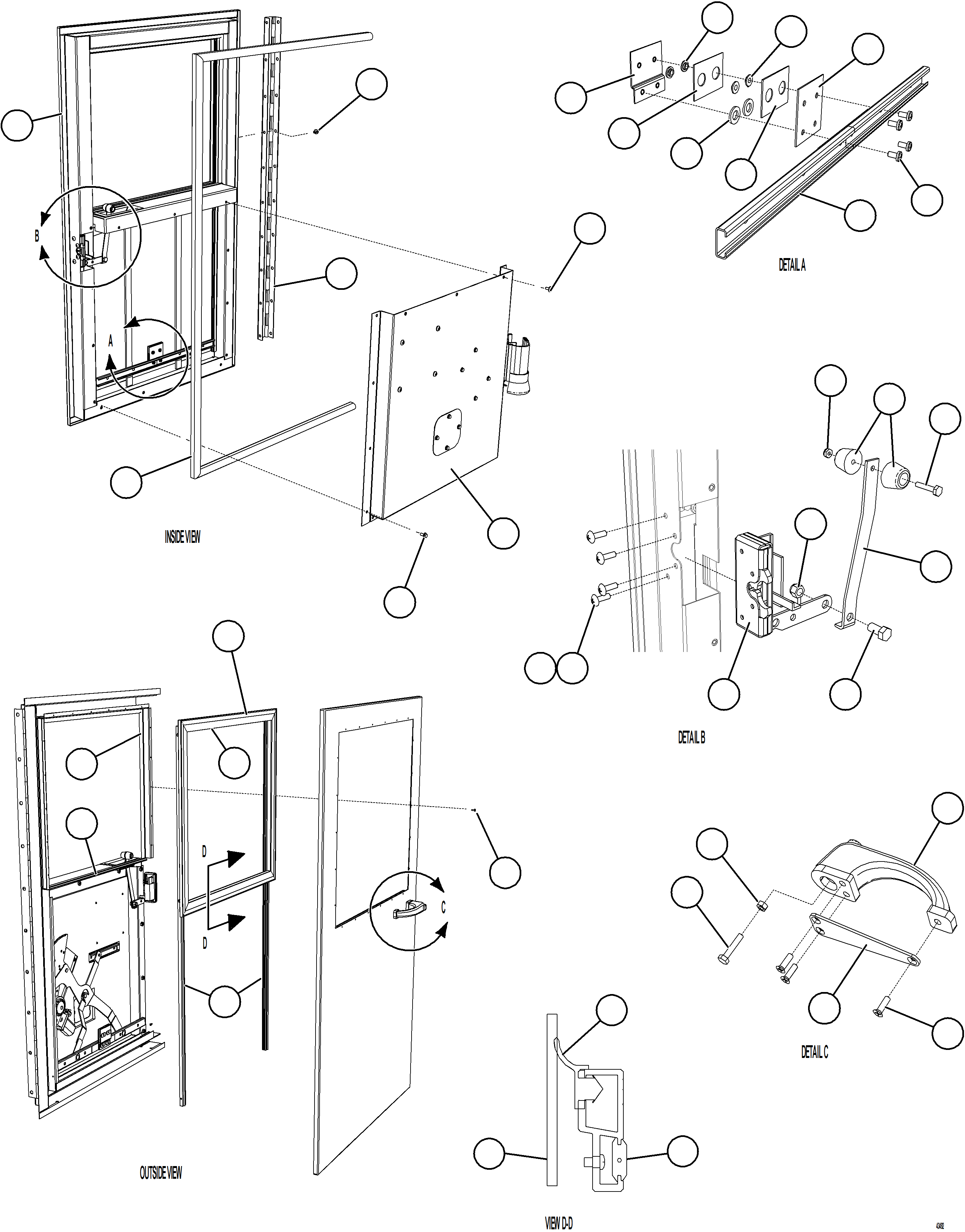 Komatsu parts book diagram for AFE59-GH 930E-4 S/N A31966 - A31967  PENASQUITO: DOOR - RH   58E-54-10091