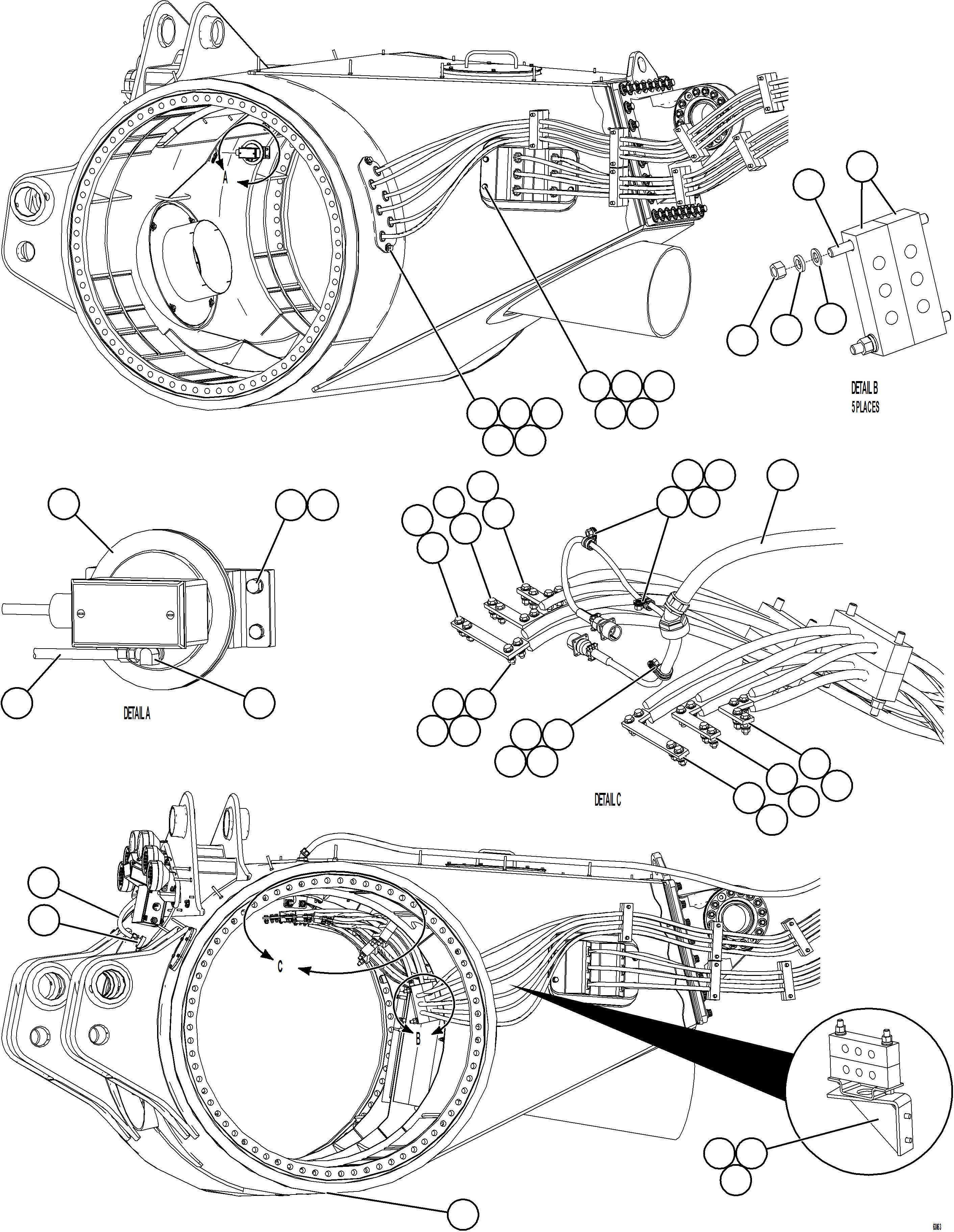 Komatsu parts book diagram for AFE59-GH 930E-4 S/N A31966 - A31967  PENASQUITO: REAR AXLE WIRING