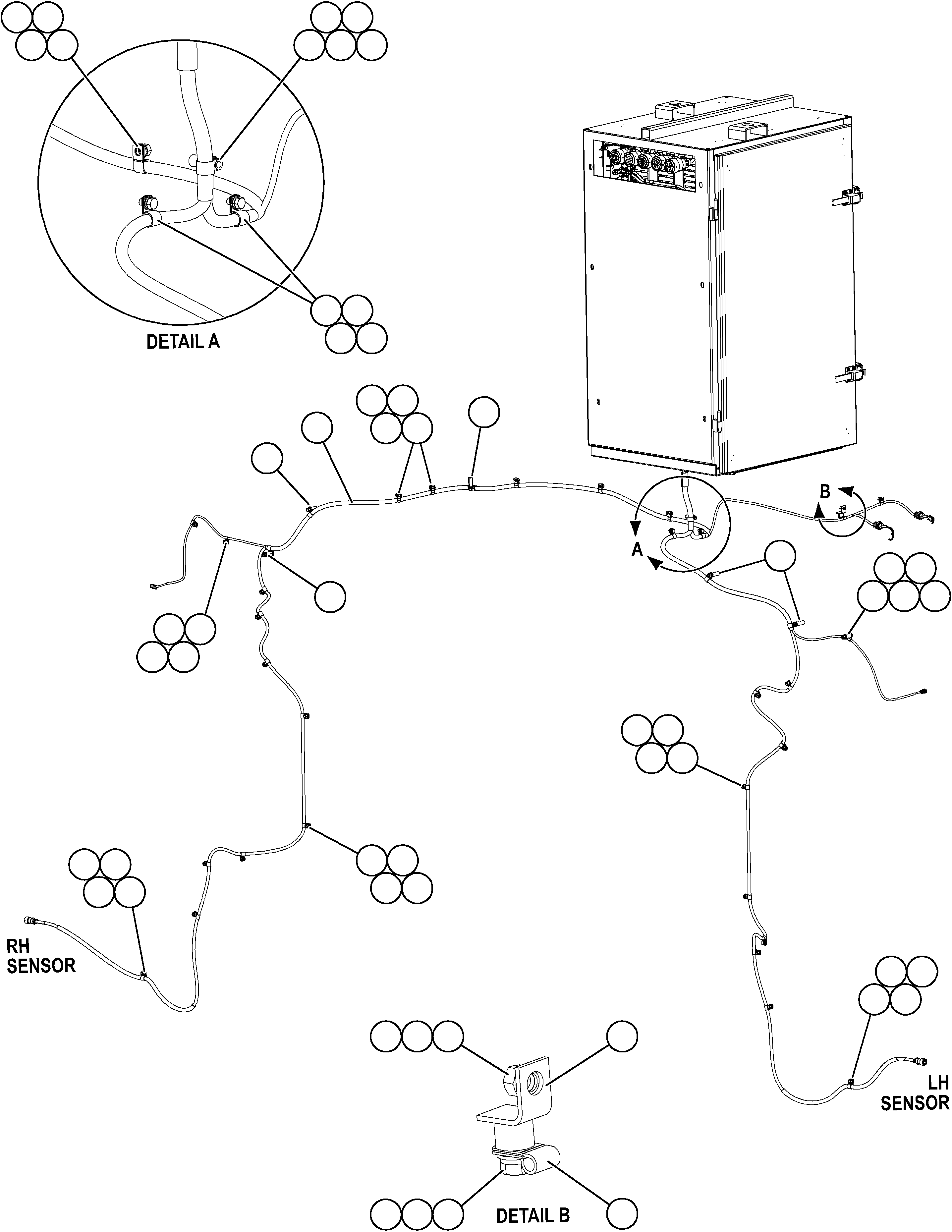 Komatsu parts book diagram for AFE59-GH 930E-4 S/N A31966 - A31967  PENASQUITO: FRONT WHEEL SPEED SENSOR HARNESS