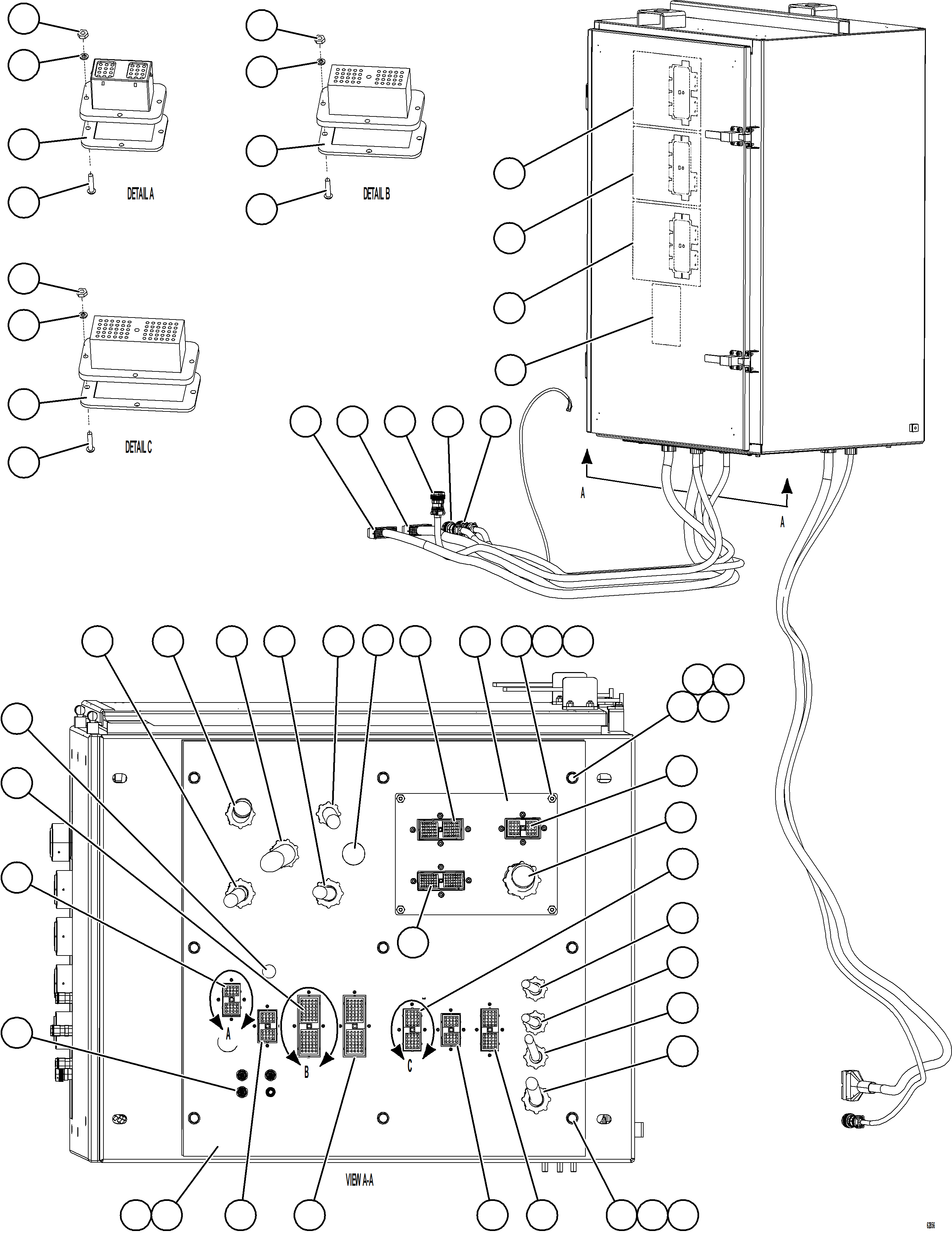 Komatsu parts book diagram for AFE59-GH 930E-4 S/N A31966 - A31967  PENASQUITO: AUXILIARY CONTROL CABINET - CABLE CONNECTIONS