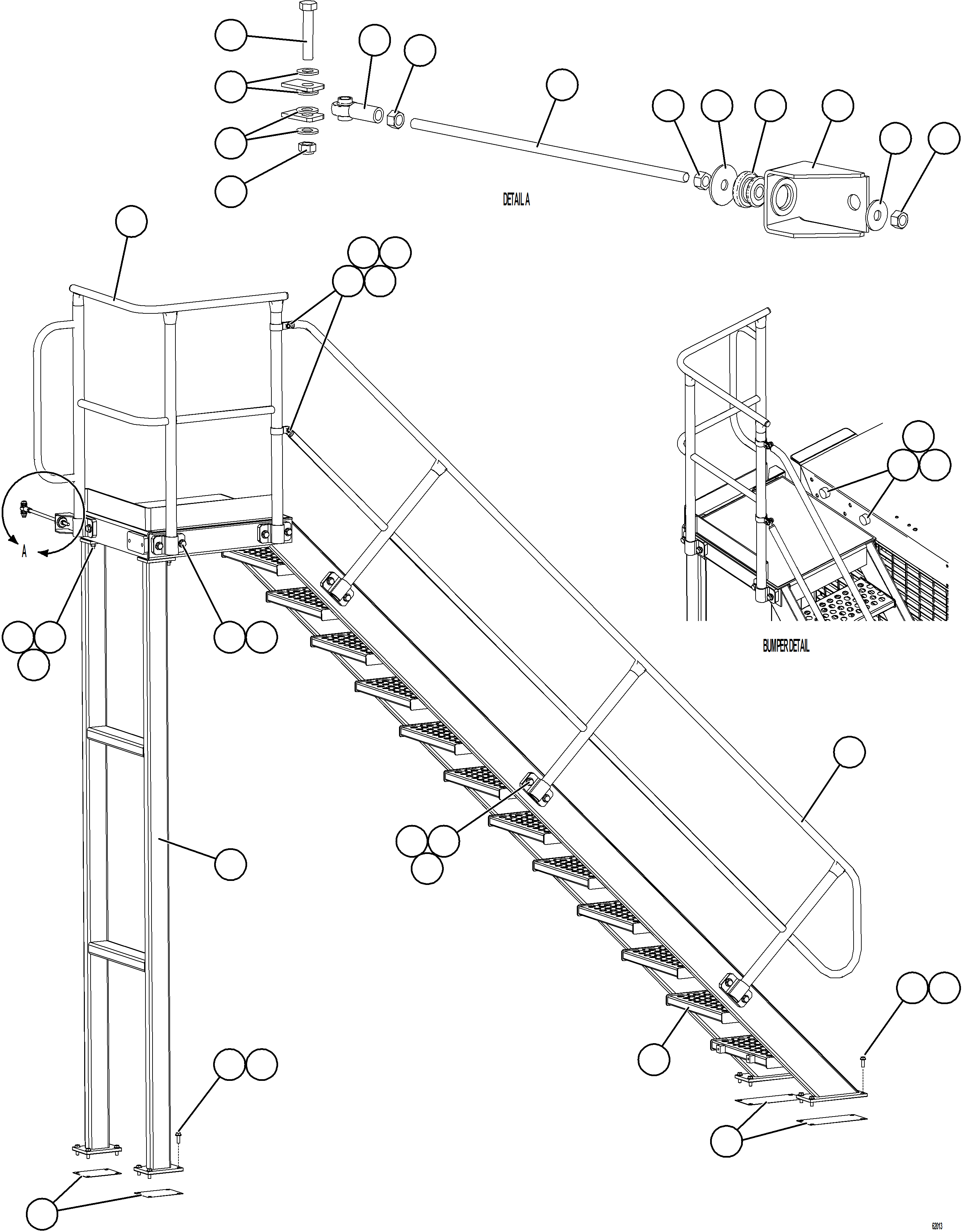 Komatsu parts book diagram for AFE59-GN 930E-4 S/N A31993  CASSERONES: DIAGONAL LADDER INSTALLATION - LH