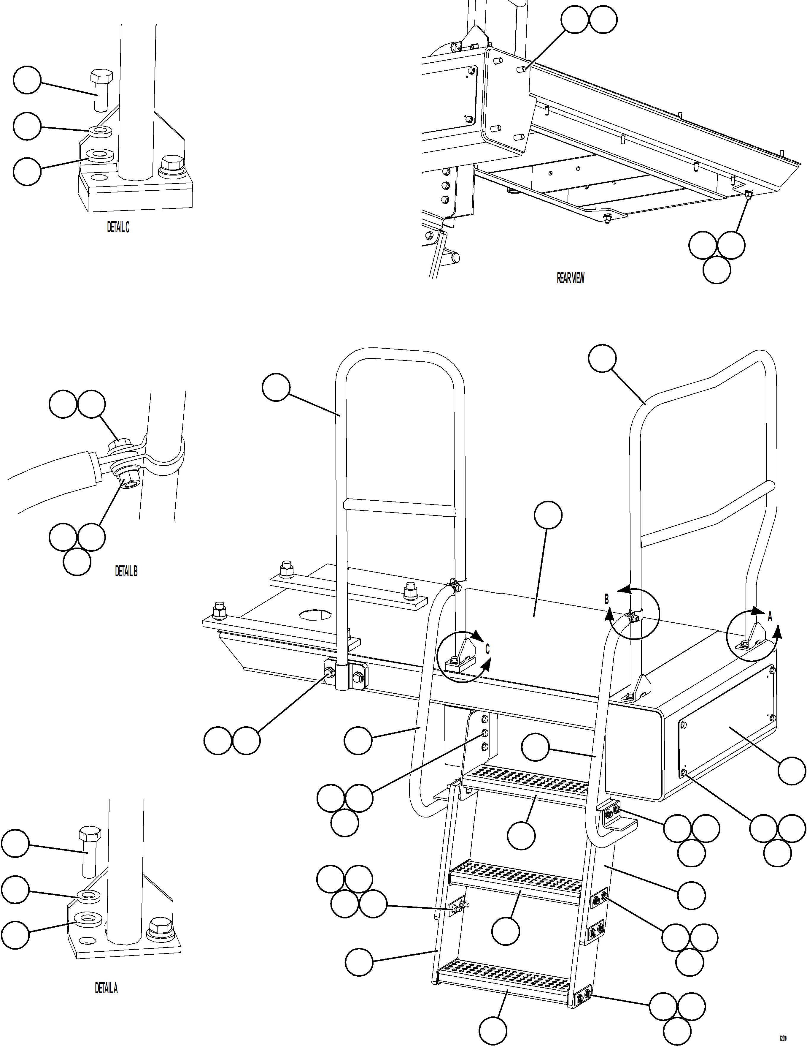 Komatsu parts book diagram for AFE59-GN 930E-4 S/N A31993  CASSERONES: RH STEPS & PLATFORM