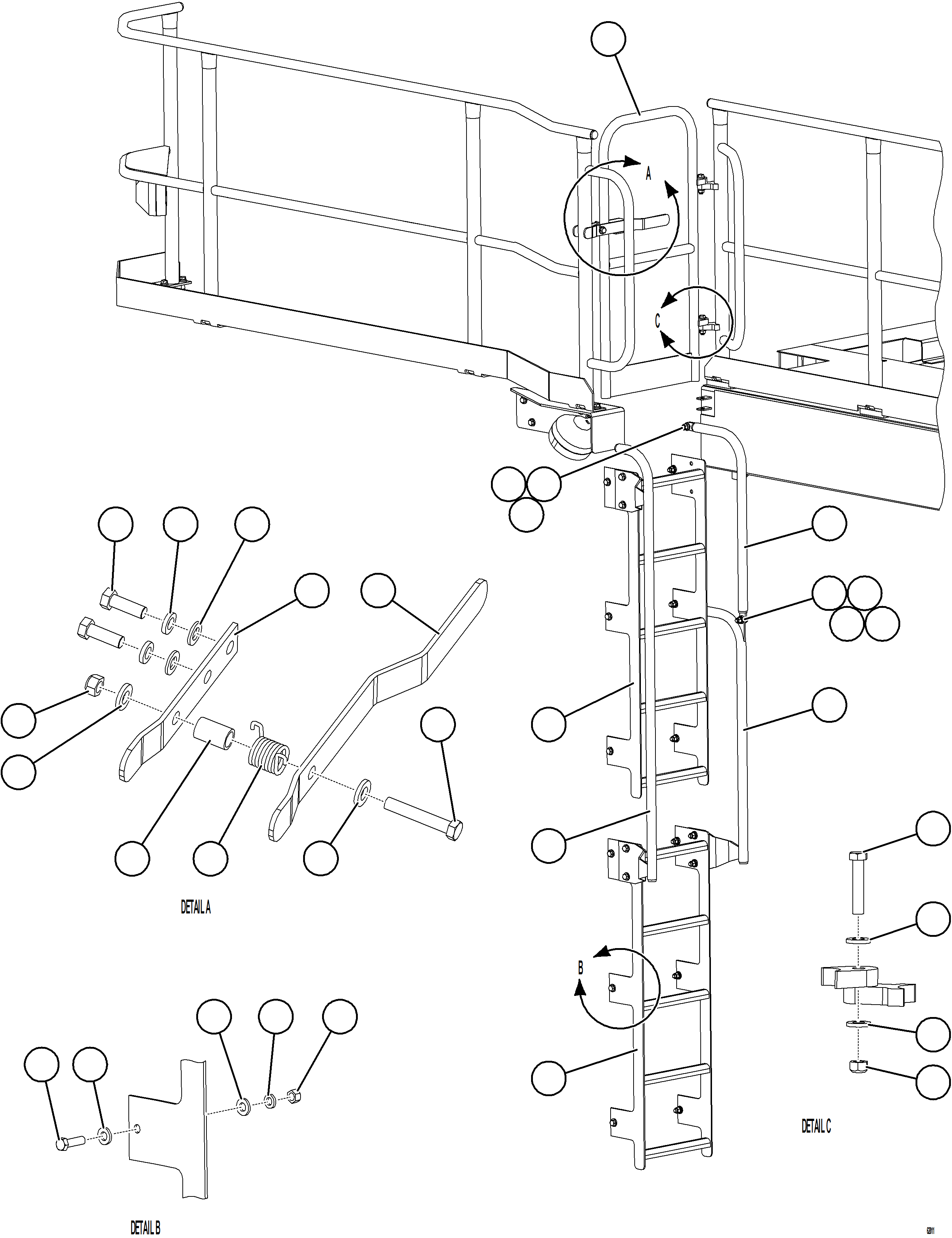 Komatsu parts book diagram for AFE59-GN 930E-4 S/N A31993  CASSERONES: LH GATE & LADDER