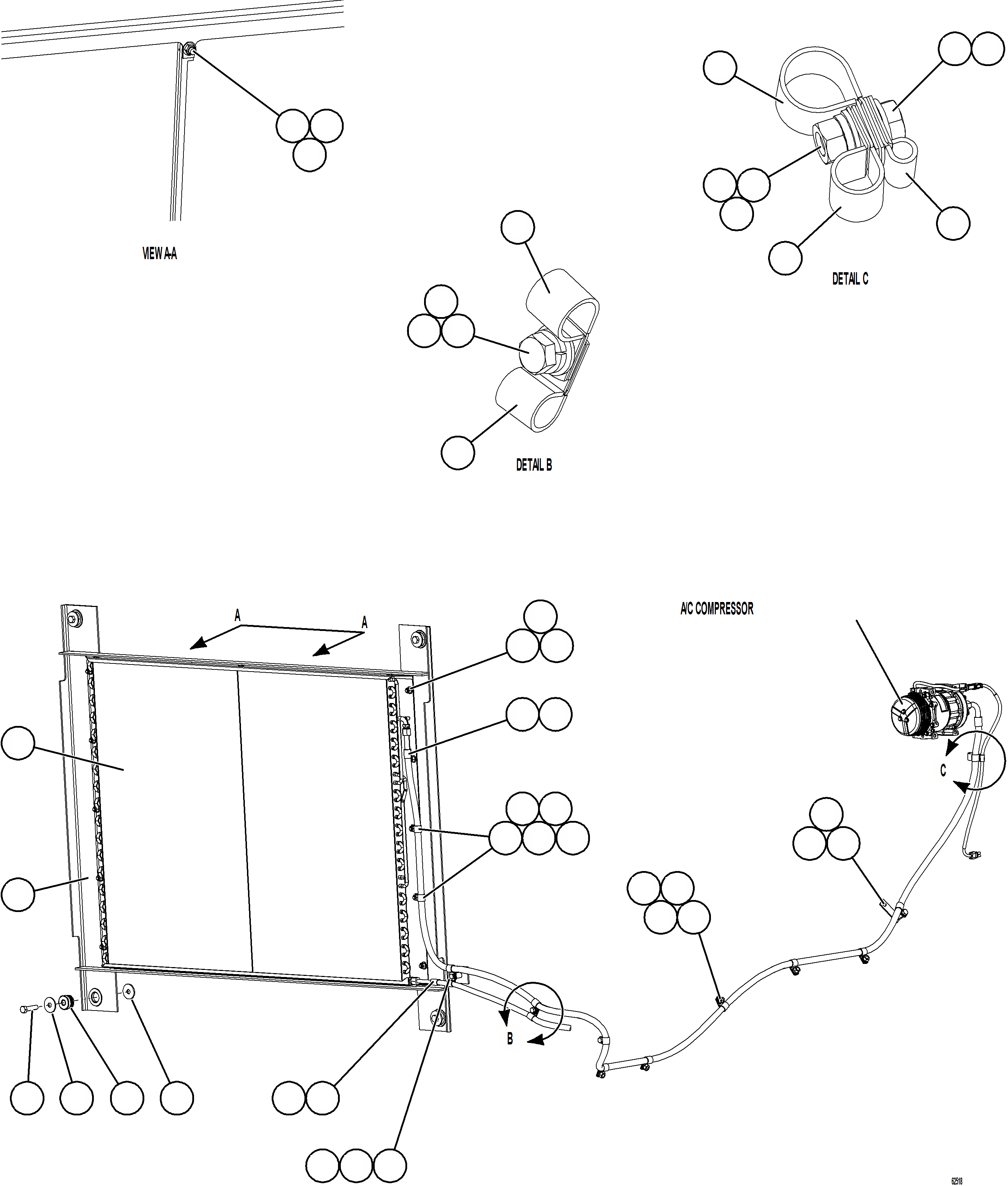 Komatsu parts book diagram for AFE59-GN 930E-4 S/N A31993  CASSERONES: AIR CONDITIONING - CONDENSER INSTALLATION