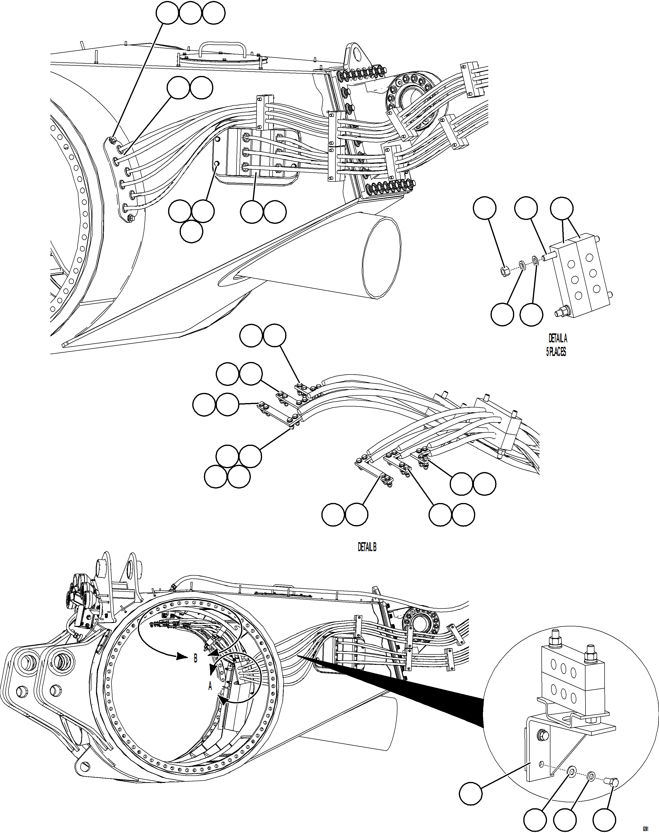 Komatsu parts book diagram for AFE59-GN 930E-4 S/N A31993  CASSERONES: REAR AXLE WIRING