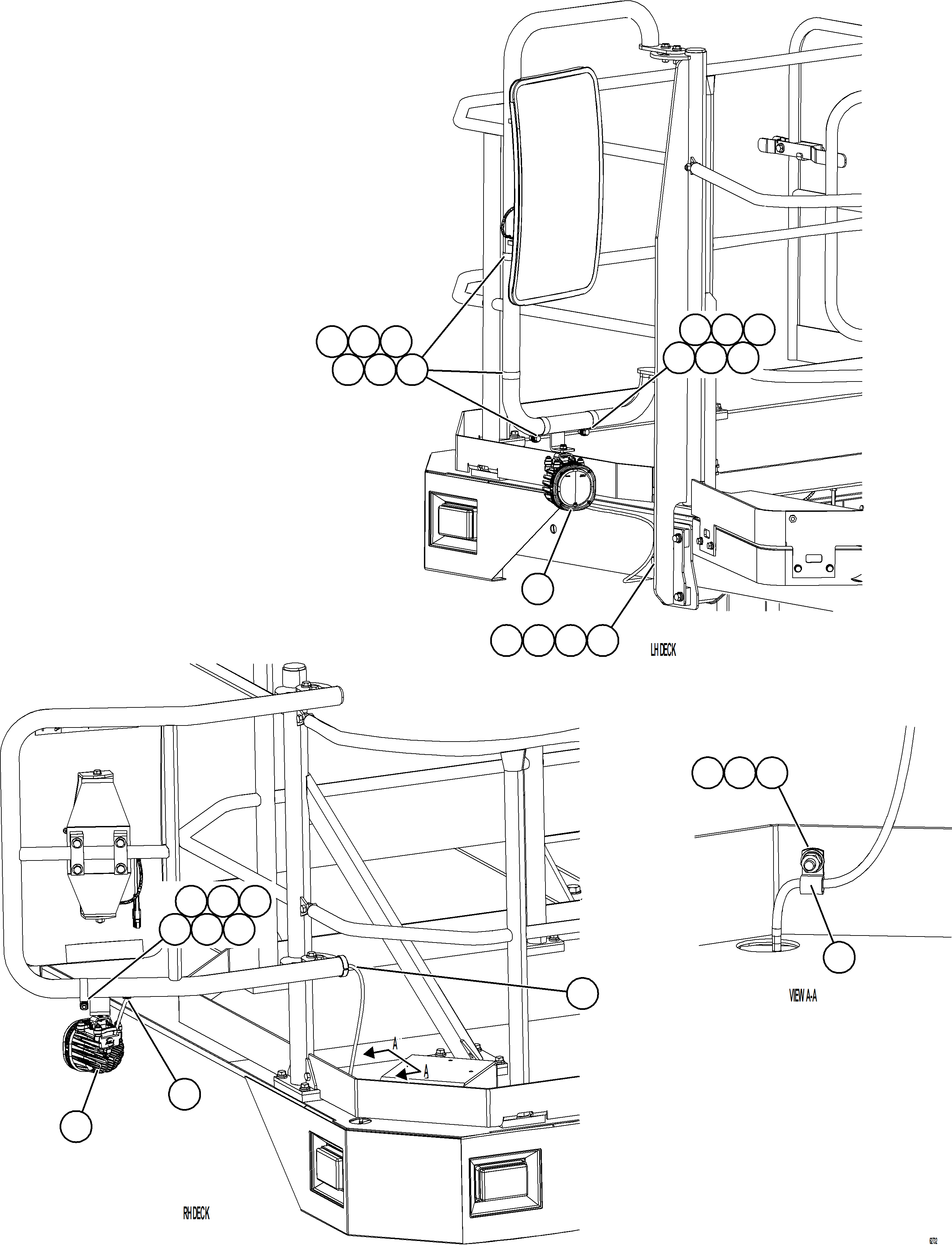Komatsu parts book diagram for AFE59-GN 930E-4 S/N A31993  CASSERONES: MIRROR MOUNTED FLOOD LIGHTS