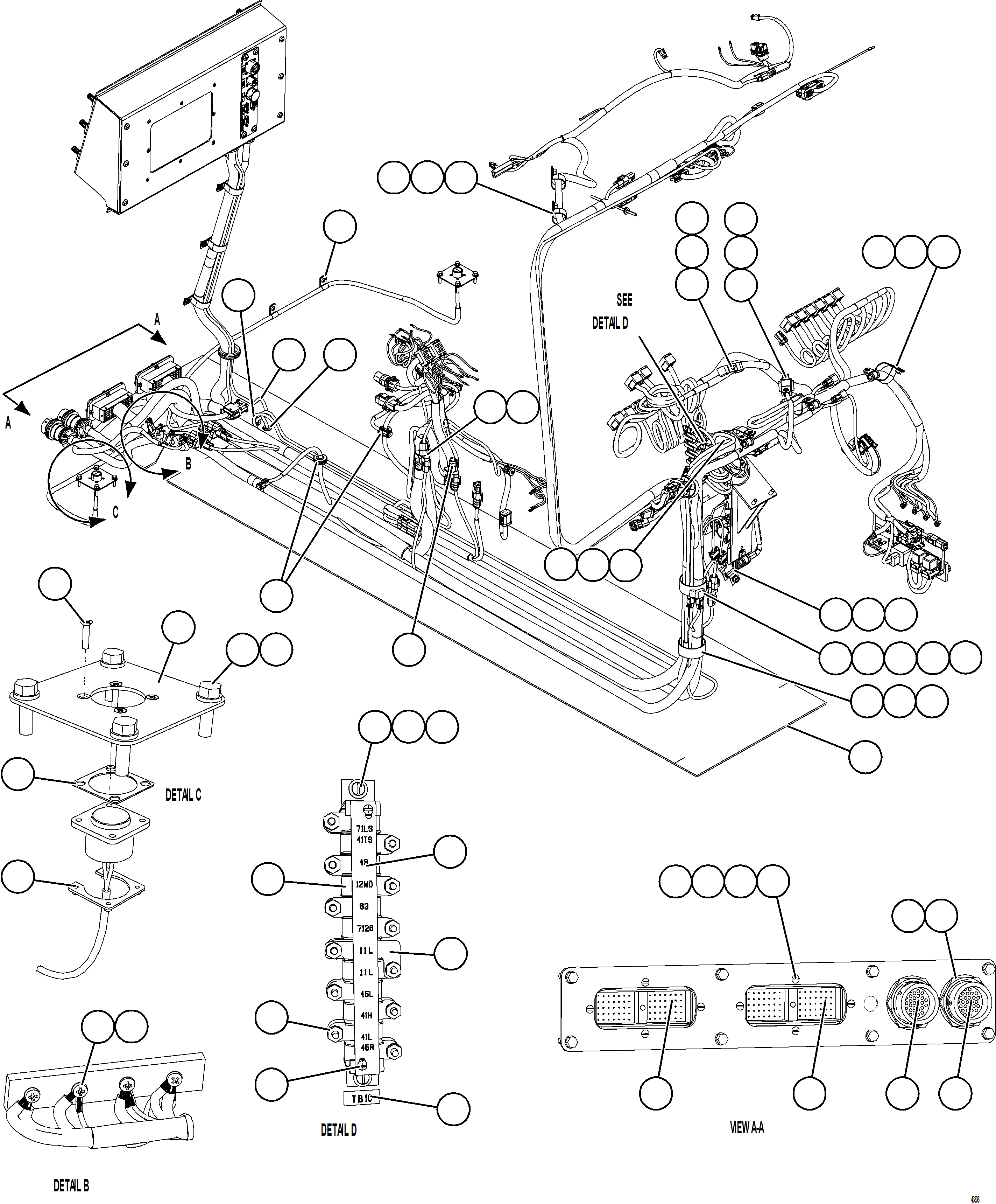 Komatsu parts book diagram for AFE59-GN 930E-4 S/N A31993  CASSERONES: INTERNAL CAB WIRING