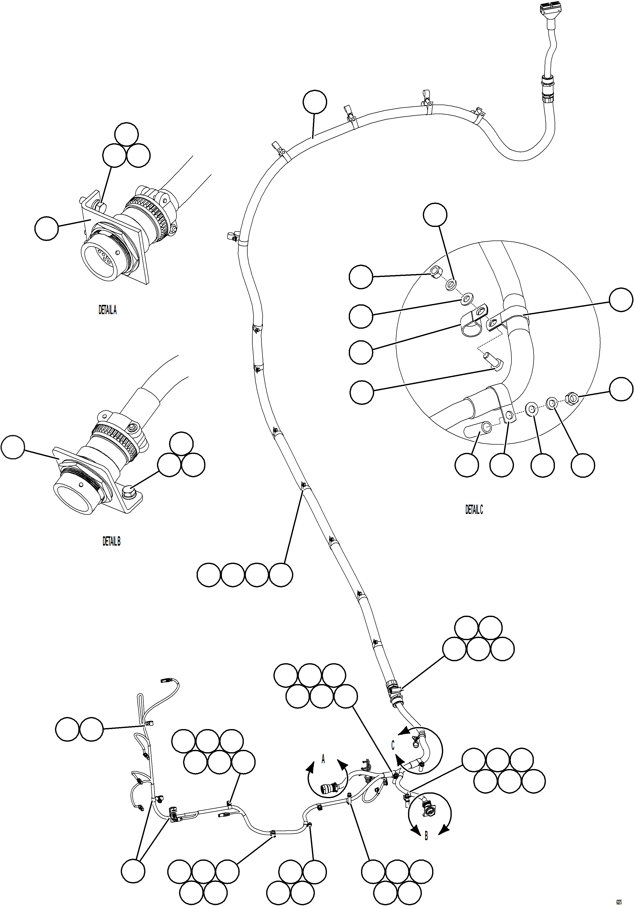 Komatsu parts book diagram for AFE59-GN 930E-4 S/N A31993  CASSERONES: RIGHT FRONT FRAME RAIL HARNESS