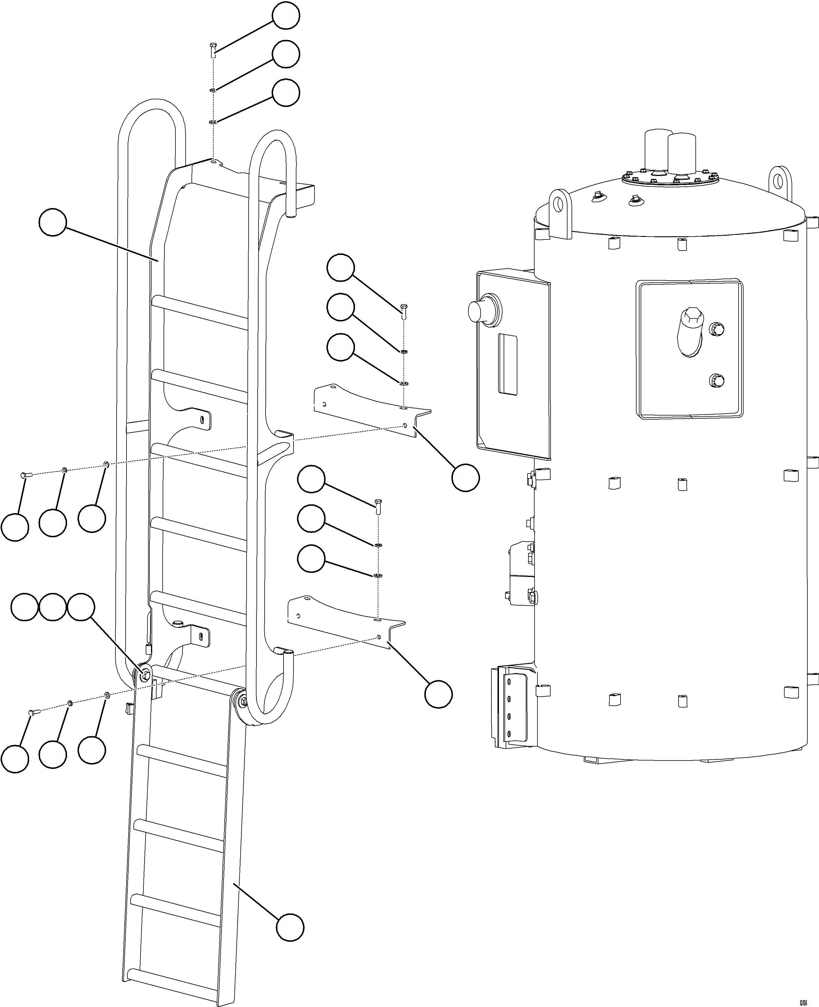Komatsu parts book diagram for AFE59-GN 930E-4 S/N A31993  CASSERONES: HYDRAULIC TANK LADDER