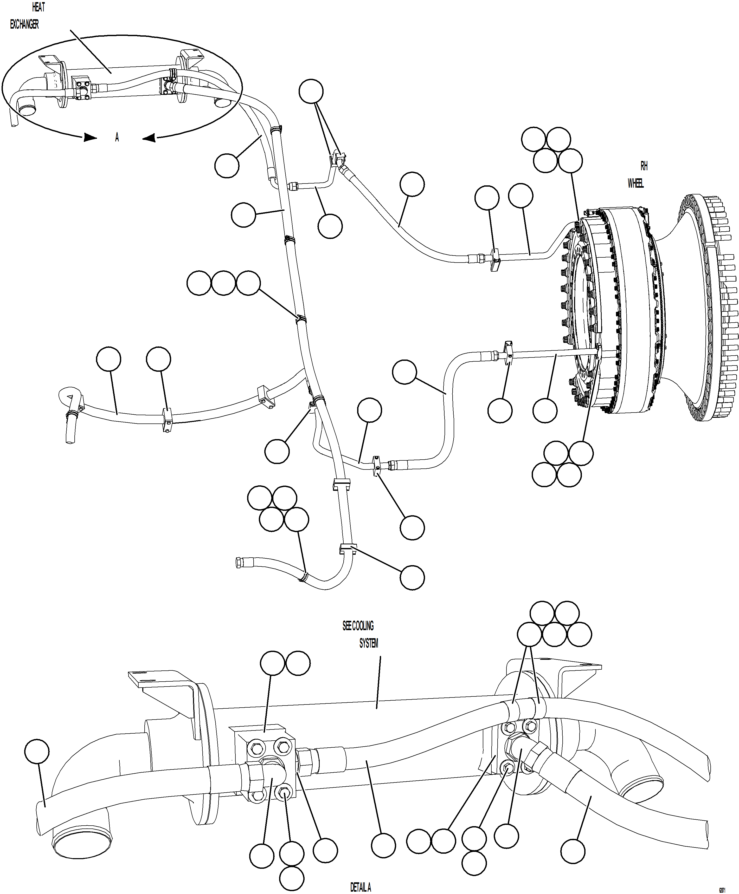 Komatsu parts book diagram for AFE59-GN 930E-4 S/N A31993  CASSERONES: BRAKE COOLING PIPING    2/3