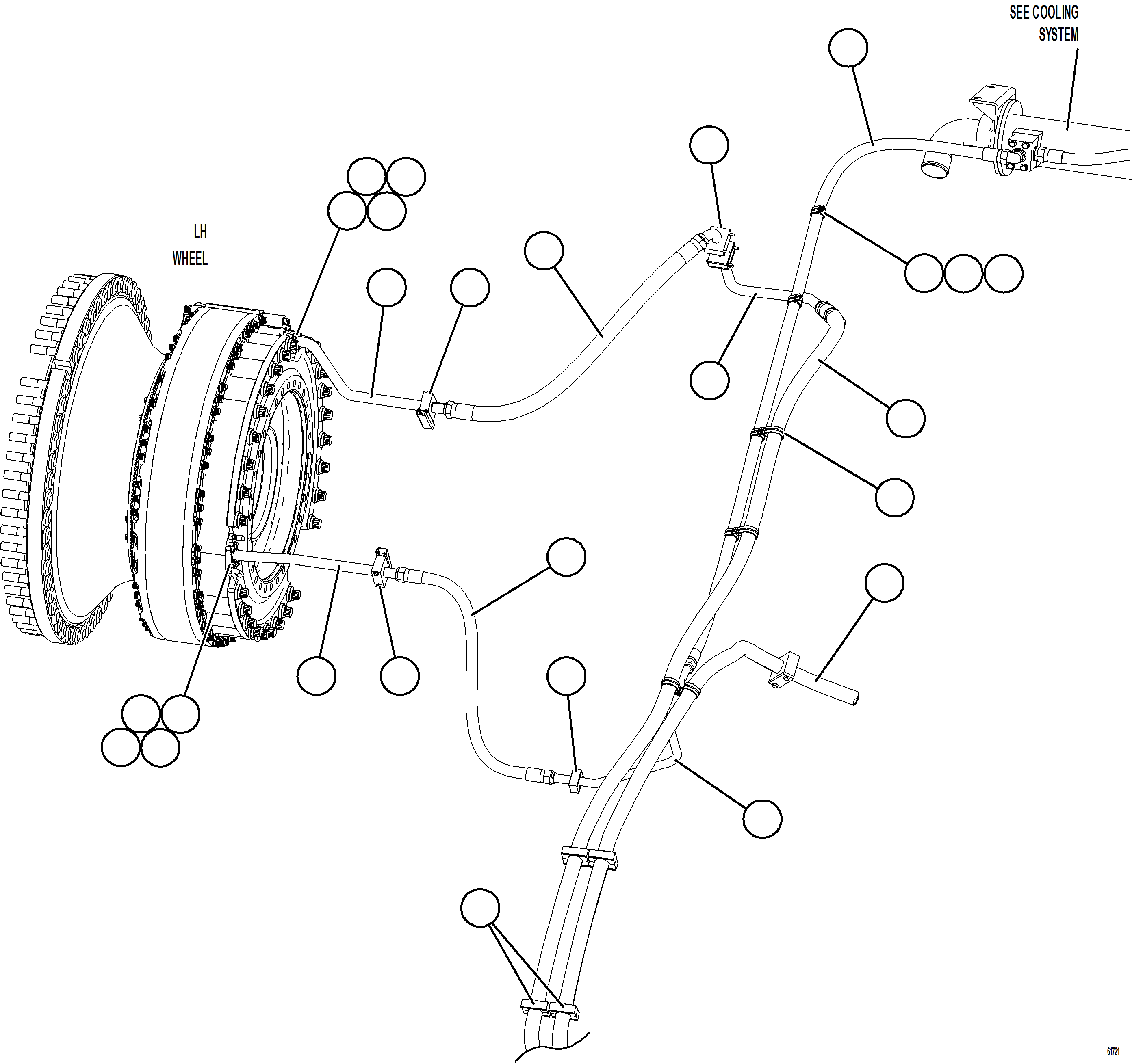 Komatsu parts book diagram for AFE59-GN 930E-4 S/N A31993  CASSERONES: BRAKE COOLING PIPING    3/3