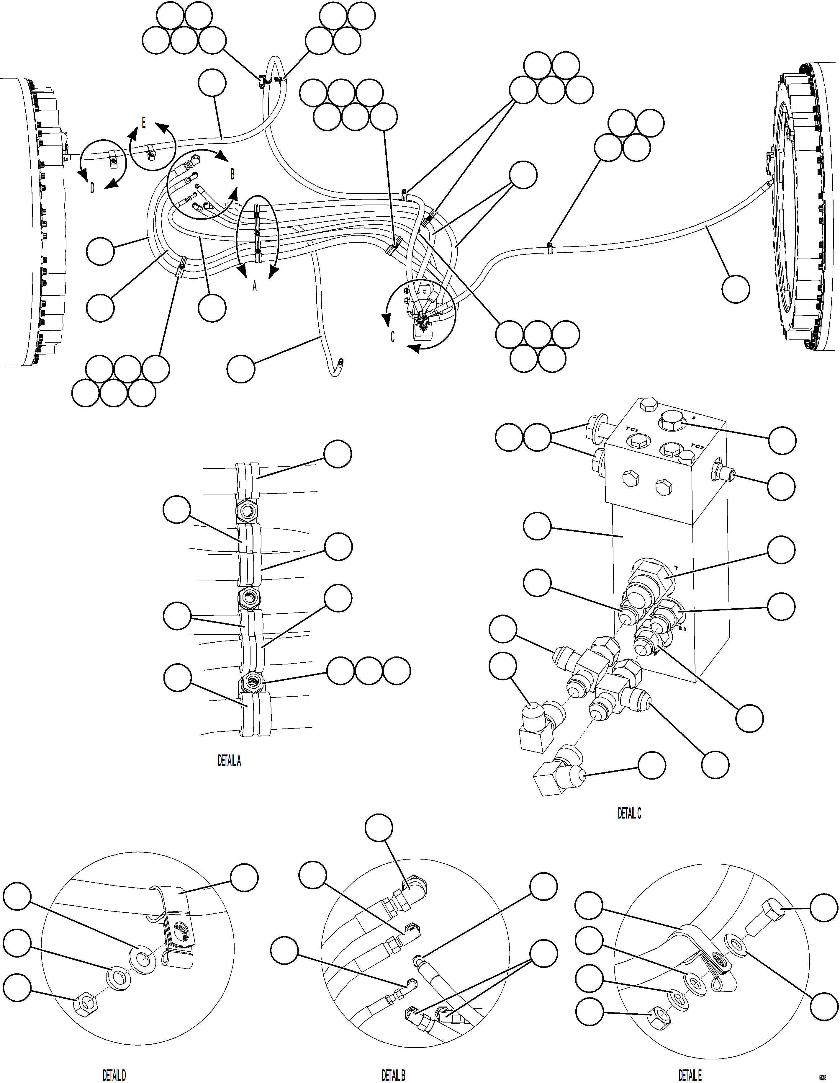 Komatsu parts book diagram for AFE59-GN 930E-4 S/N A31993  CASSERONES: BRAKE APPLY PIPING    4/4