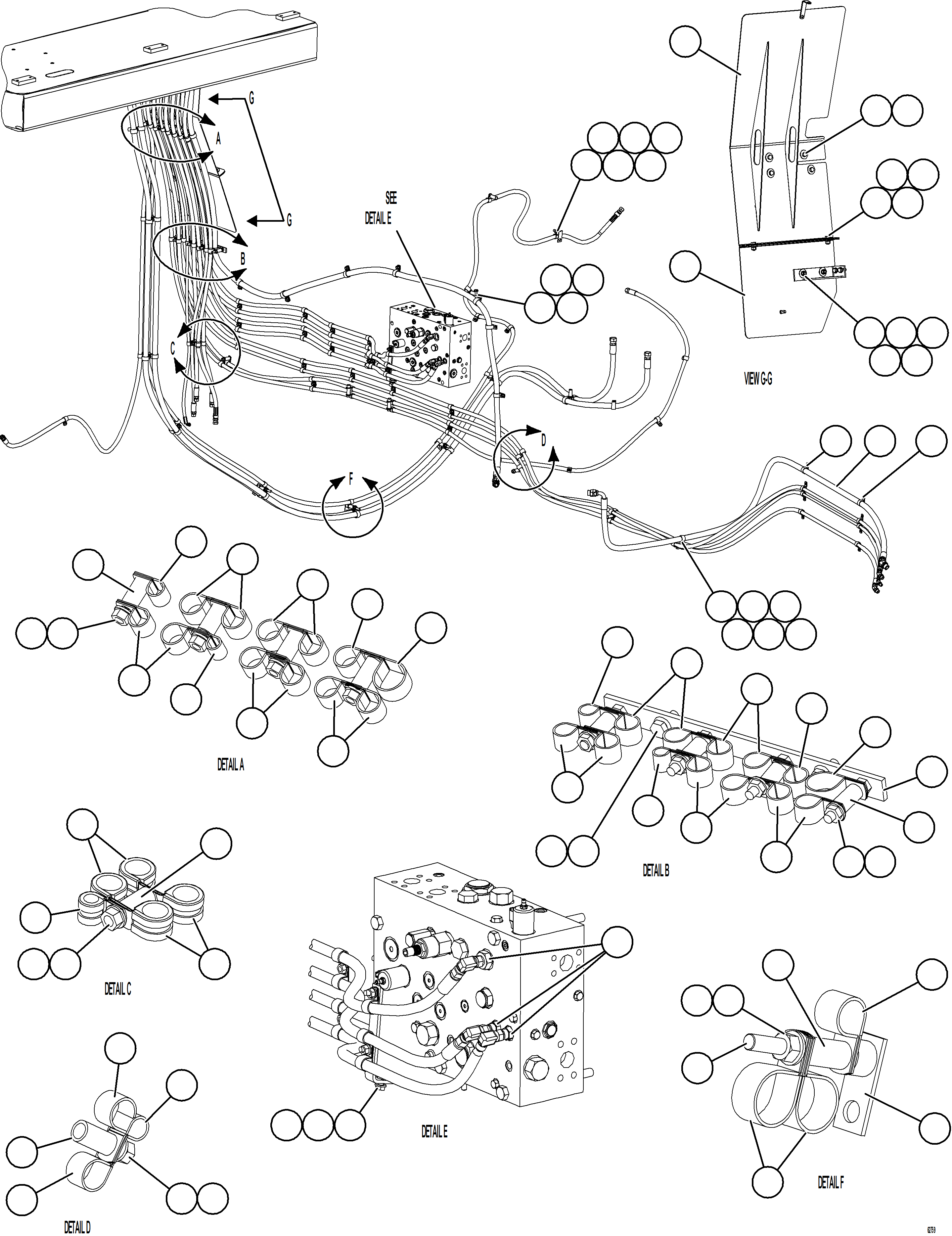 Komatsu parts book diagram for AFE59-GN 930E-4 S/N A31993  CASSERONES: HYDRAULIC BRAKE CABINET HOSE ROUTING    3/3