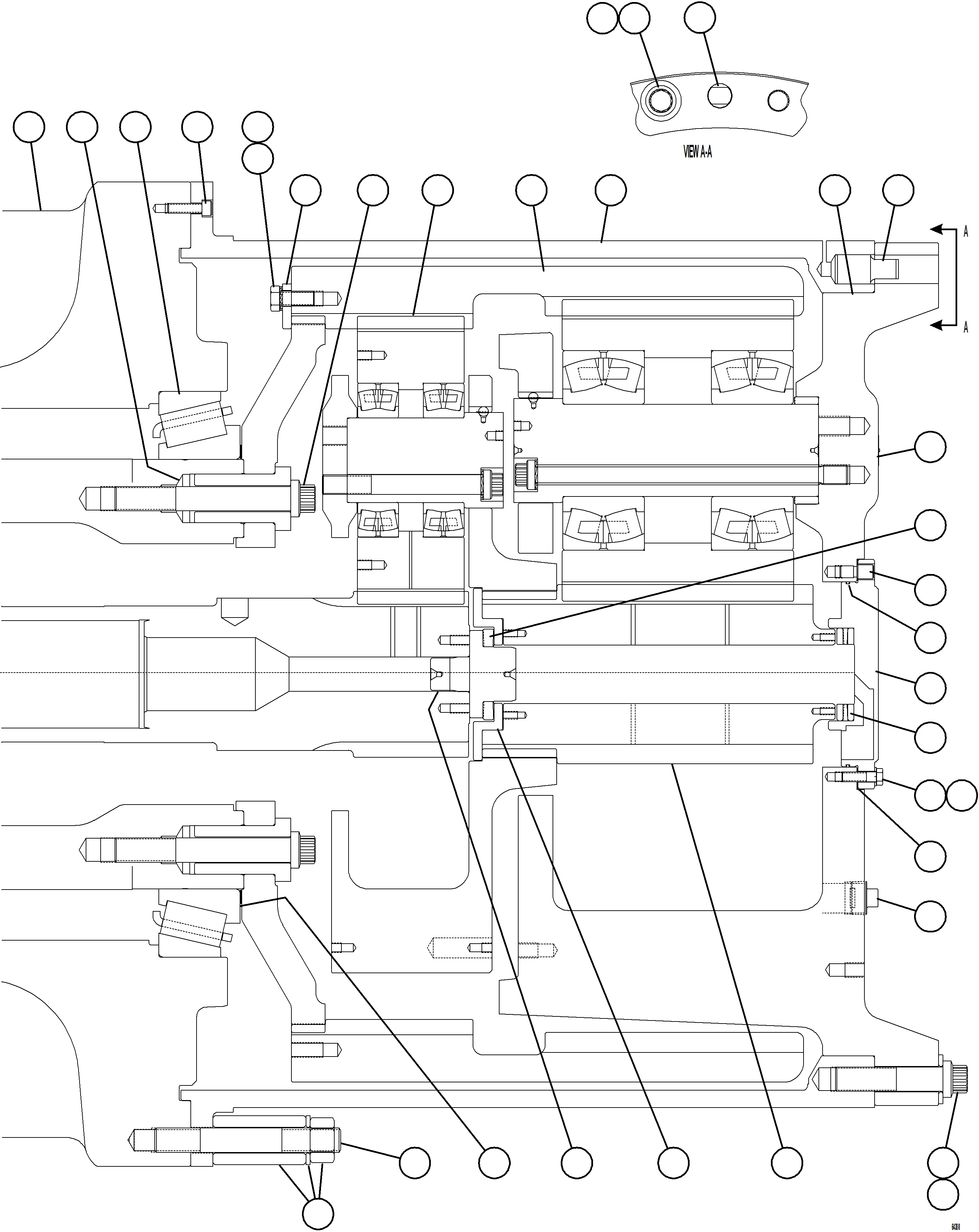 Komatsu parts book diagram for AFE59-GN 930E-4 S/N A31993  CASSERONES: TRANSMISSION, MOTORIZED WHEEL   2/2   58F-30-00011