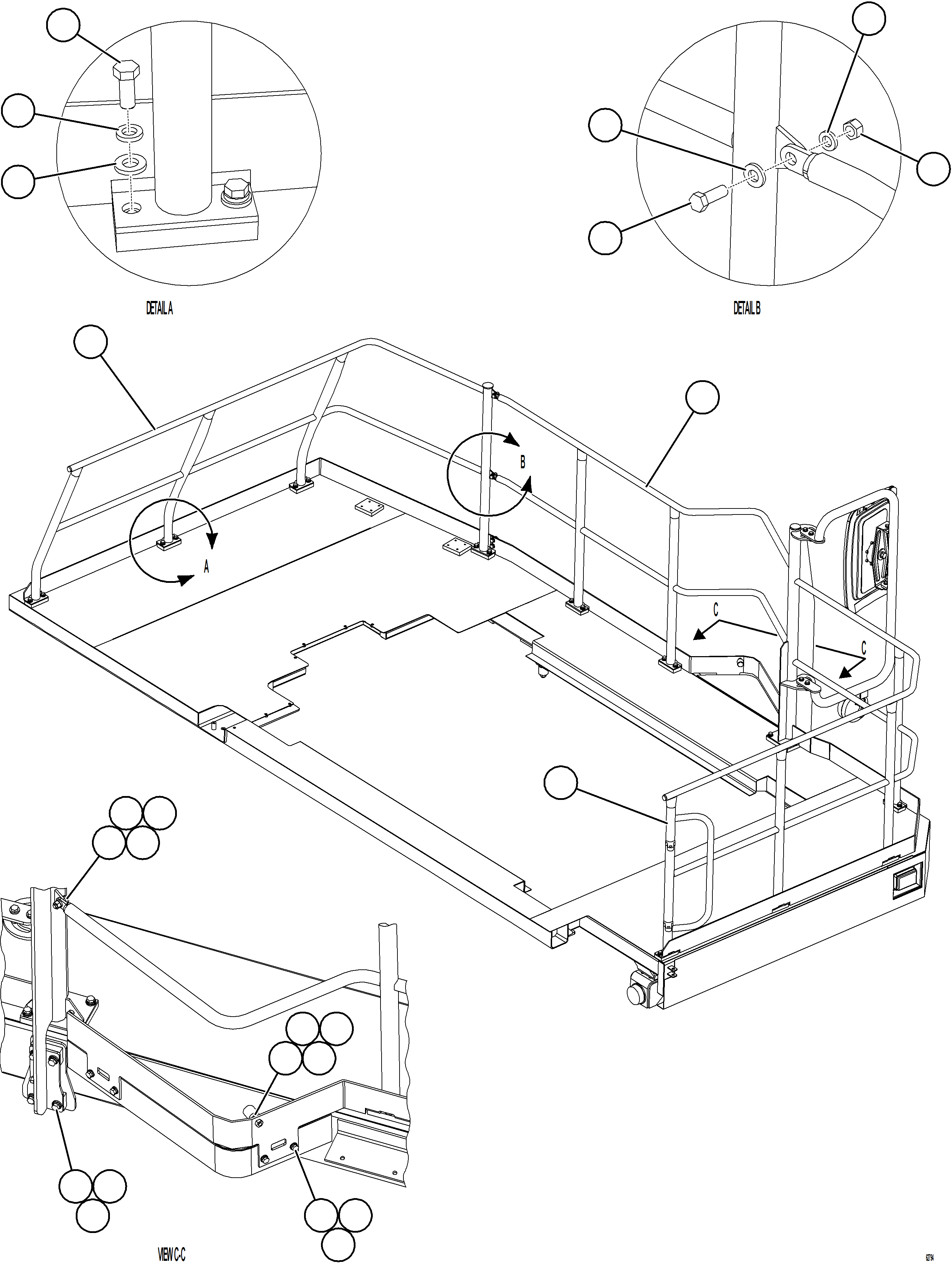 Komatsu parts book diagram for AFE59-GP 930E-4 S/N A31996, A32007, A32028 & A32036 - A32038  EPSA: LH DECK HANDRAILS