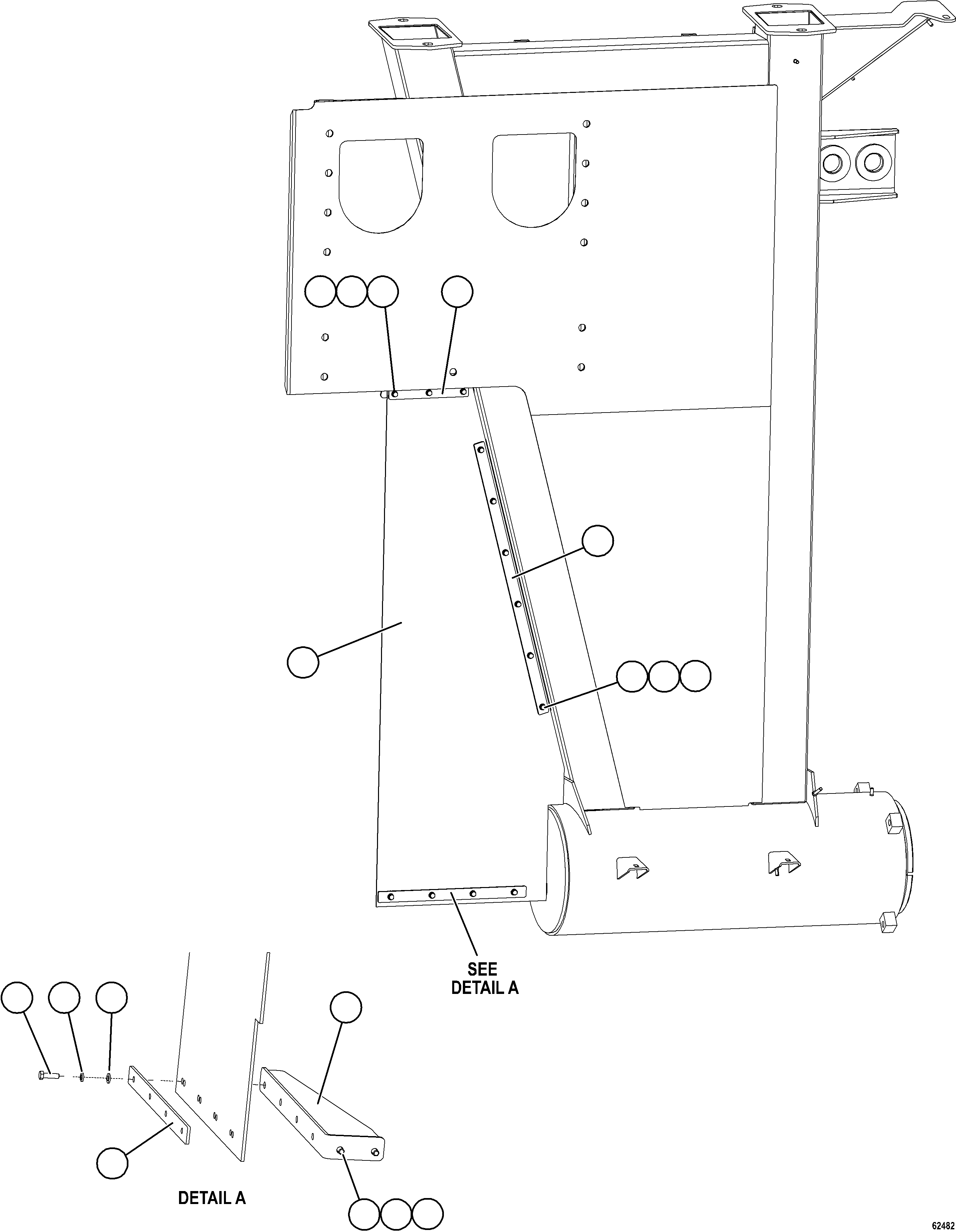 Komatsu parts book diagram for AFE59-GP 930E-4 S/N A31996, A32007, A32028 & A32036 - A32038  EPSA: UPRIGHT MUD FLAP INSTALLATION