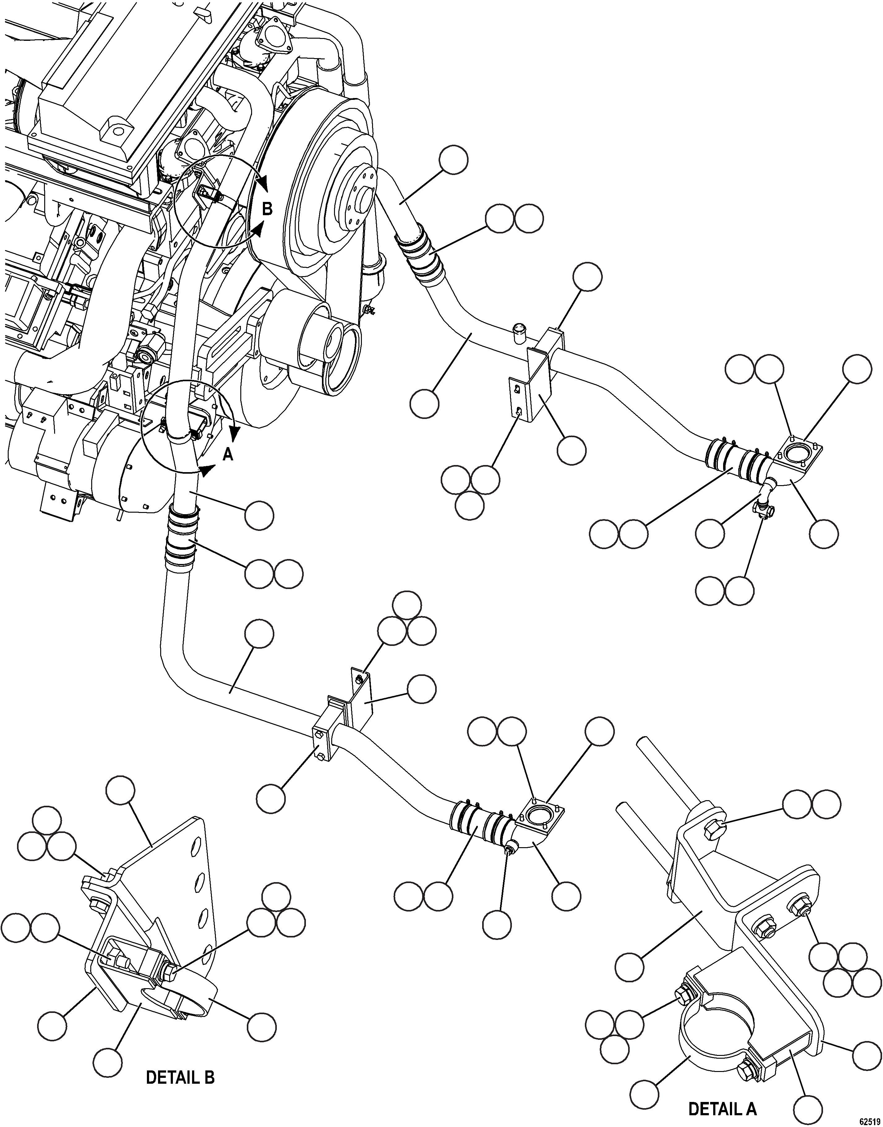 Komatsu parts book diagram for AFE59-GP 930E-4 S/N A31996, A32007, A32028 & A32036 - A32038  EPSA: RADIATOR PIPING   2/3