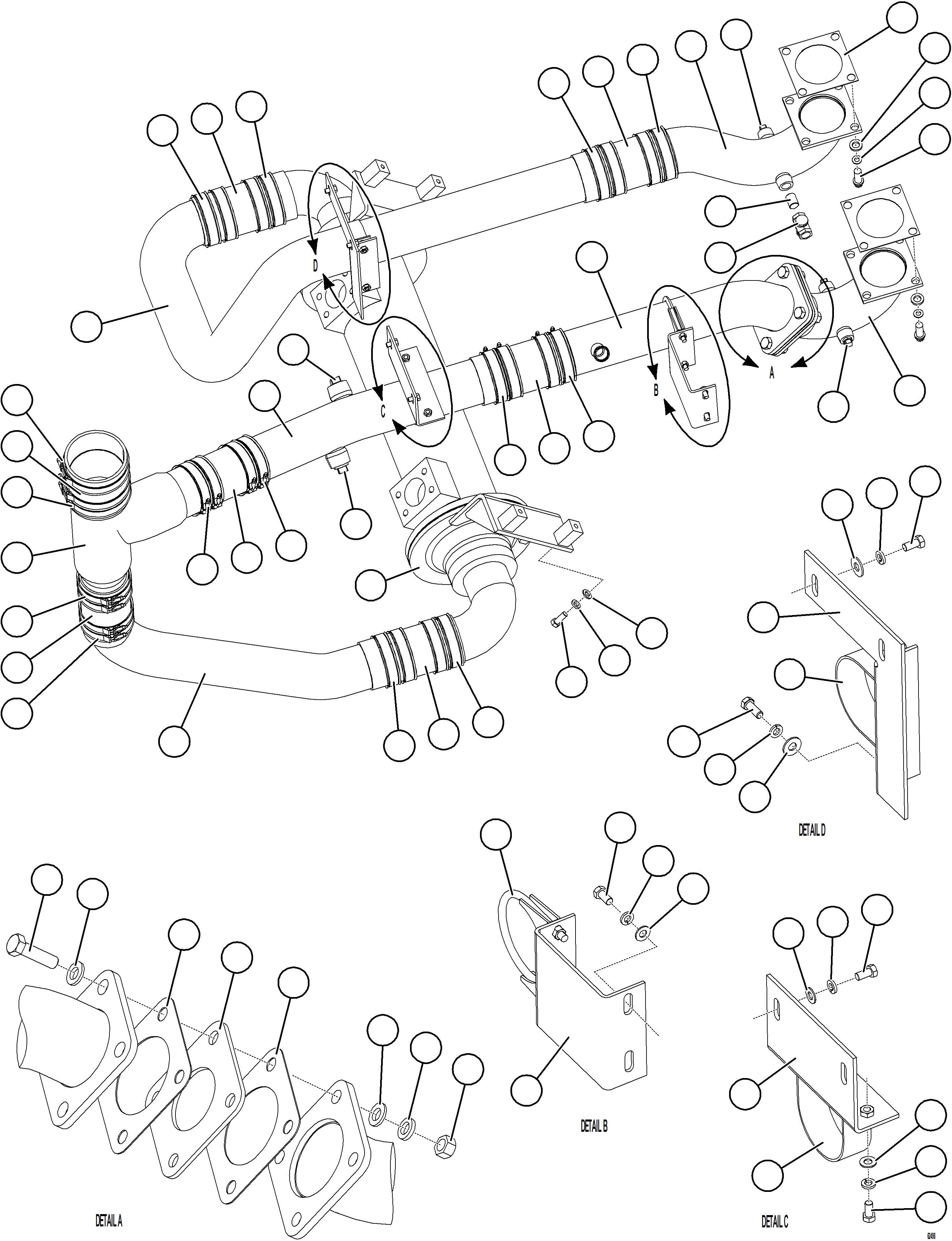 Komatsu parts book diagram for AFE59-GP 930E-4 S/N A31996, A32007, A32028 & A32036 - A32038  EPSA: RADIATOR PIPING    3/3