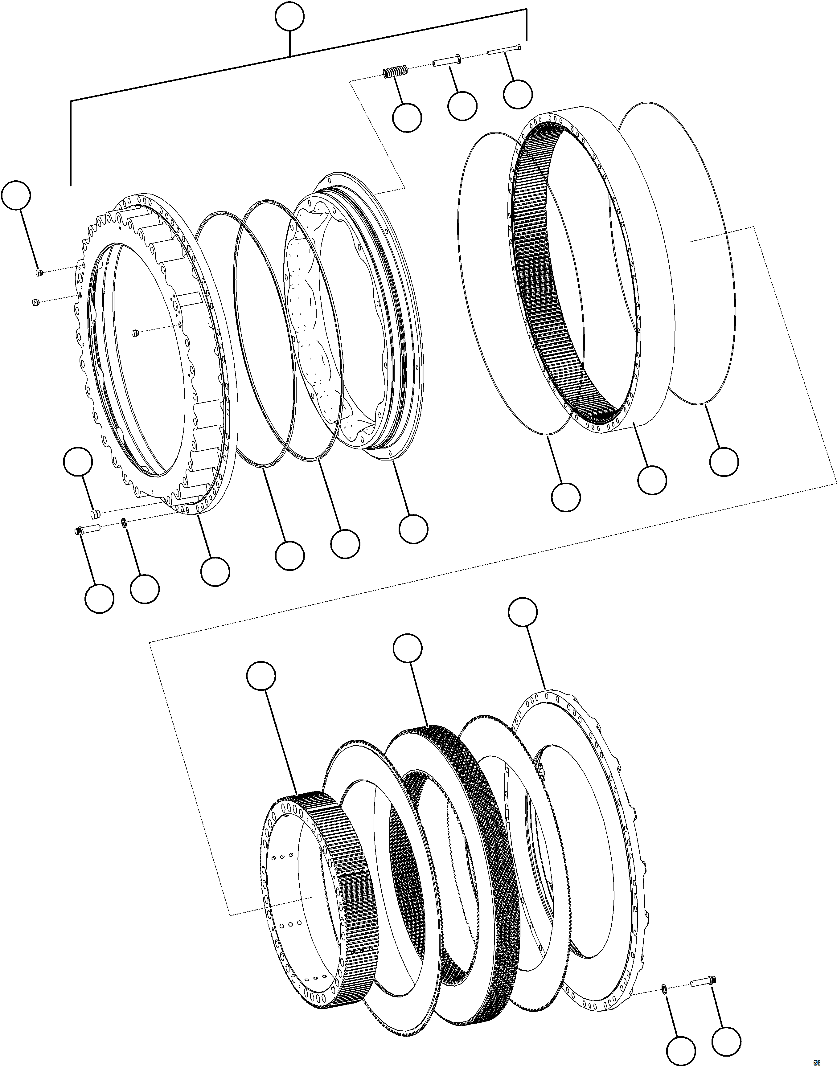 Komatsu parts book diagram for AFE59-GP 930E-4 S/N A31996, A32007, A32028 & A32036 - A32038  EPSA: FRONT BRAKE ASSEMBLY       58F-32-40000