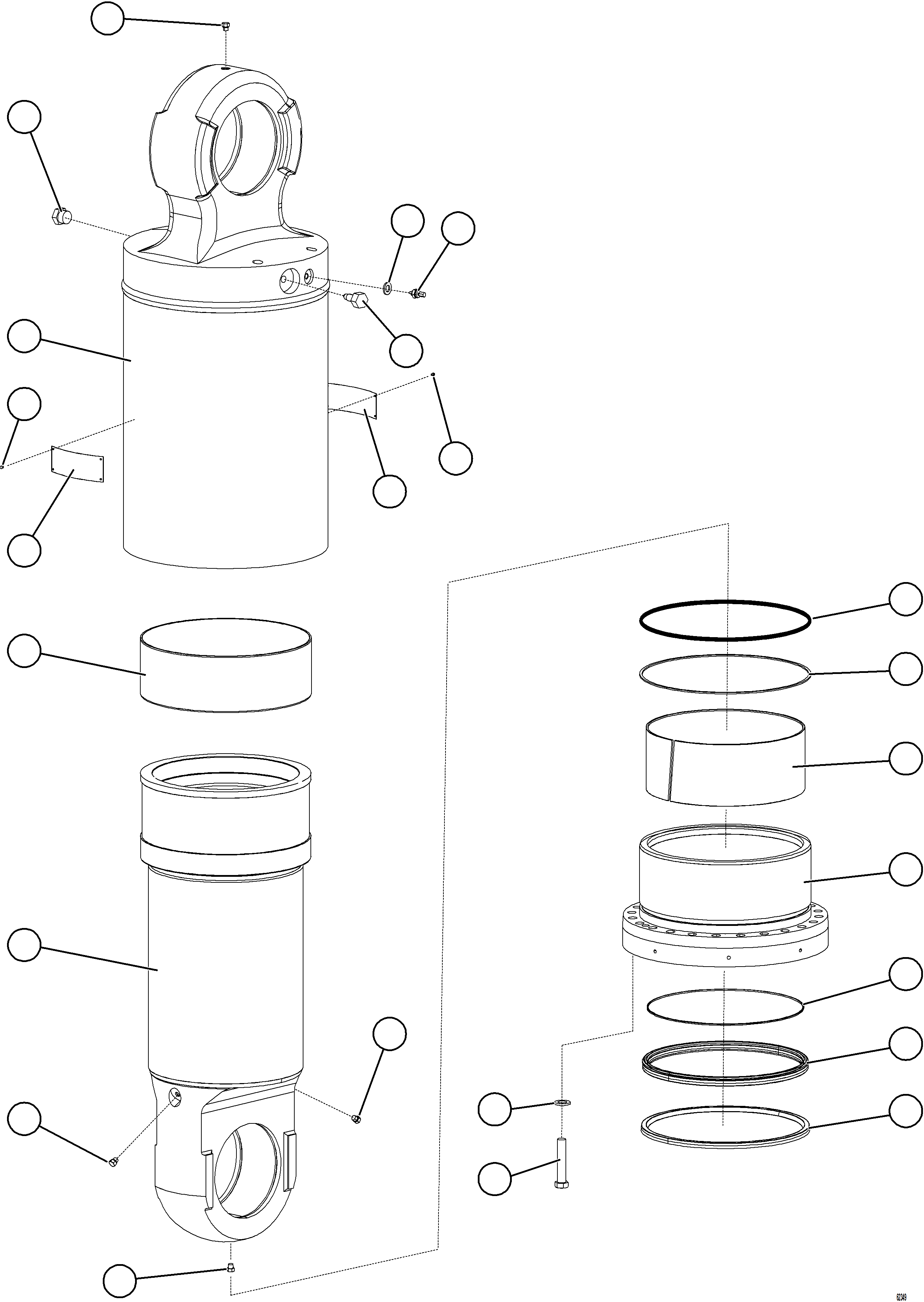 Komatsu parts book diagram for AFE59-GP 930E-4 S/N A31996, A32007, A32028 & A32036 - A32038  EPSA: REAR SUSPENSION ASSEMBLY           EM8846