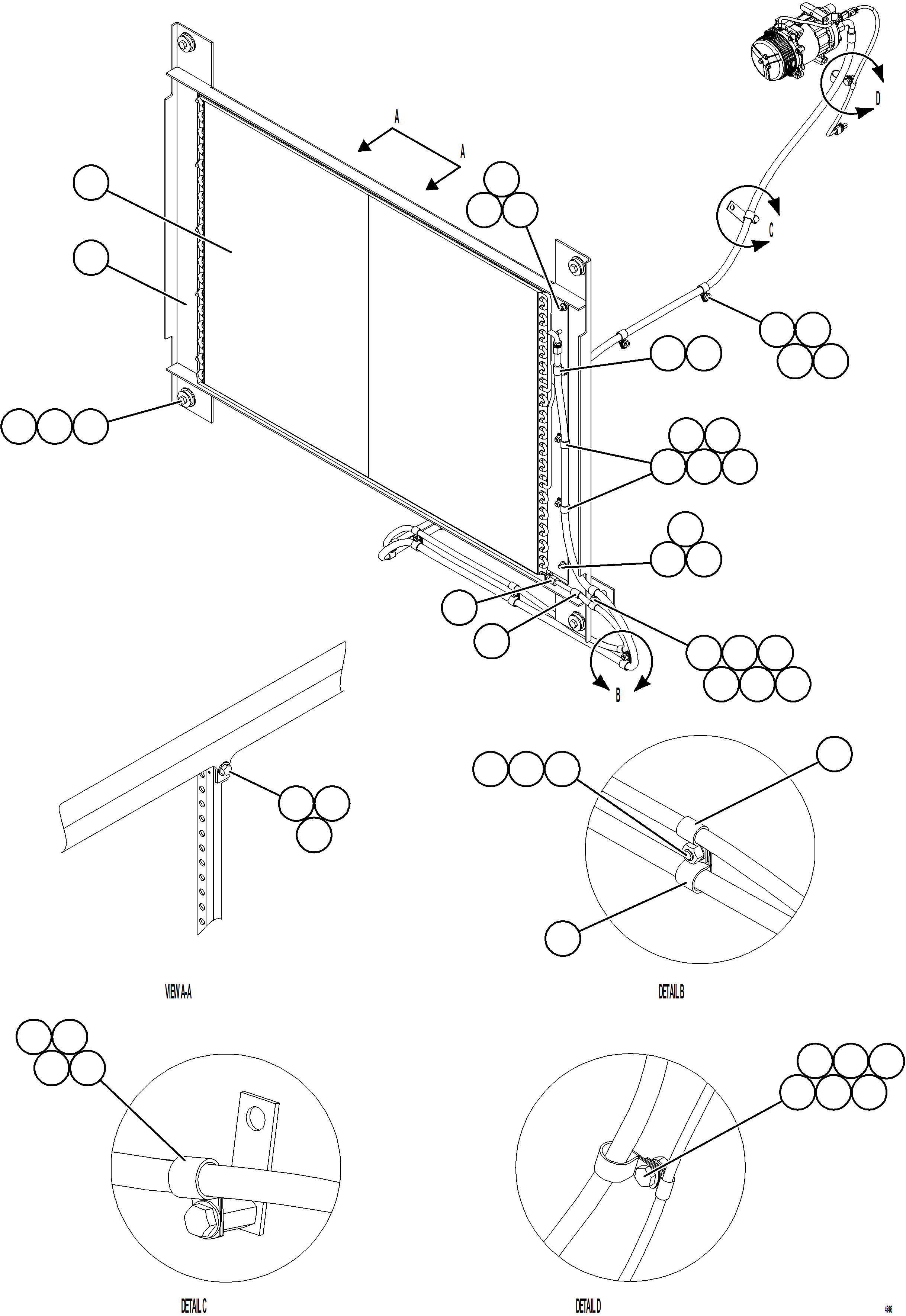 Komatsu parts book diagram for AFE59-GP 930E-4 S/N A31996, A32007, A32028 & A32036 - A32038  EPSA: AIR CONDITIONING - CONDENSER INSTALLATION