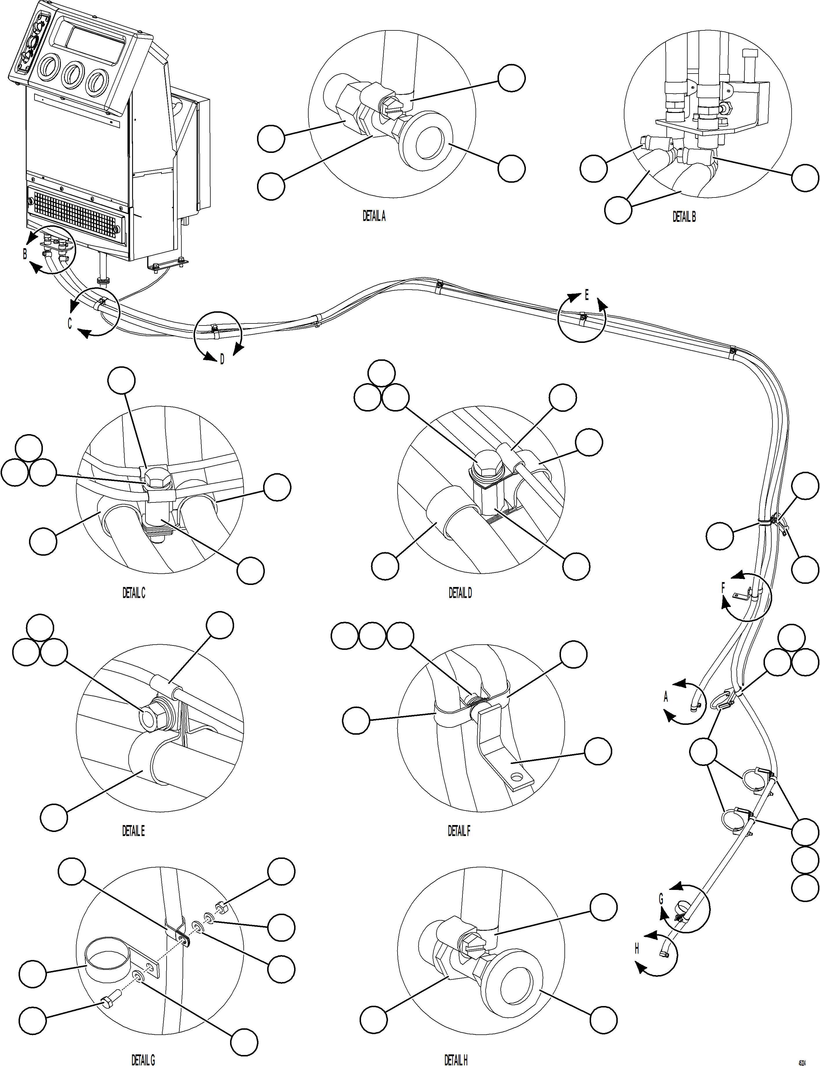 Komatsu parts book diagram for AFE59-GP 930E-4 S/N A31996, A32007, A32028 & A32036 - A32038  EPSA: HEATER HOSE INSTALLATION