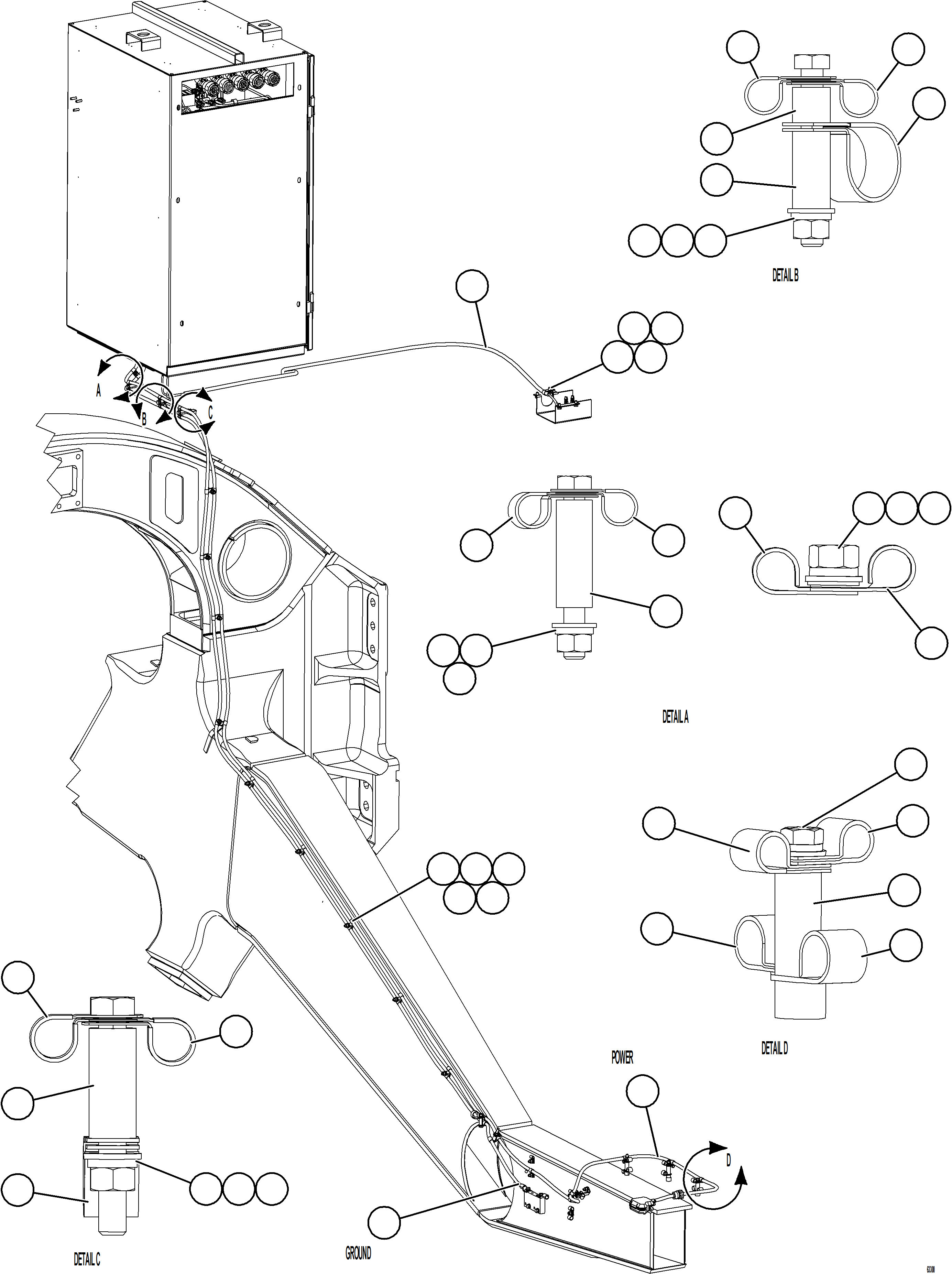 Komatsu parts book diagram for AFE59-GP 930E-4 S/N A31996, A32007, A32028 & A32036 - A32038  EPSA: AUXILIARY CONTROL CABINET POWER WIRING