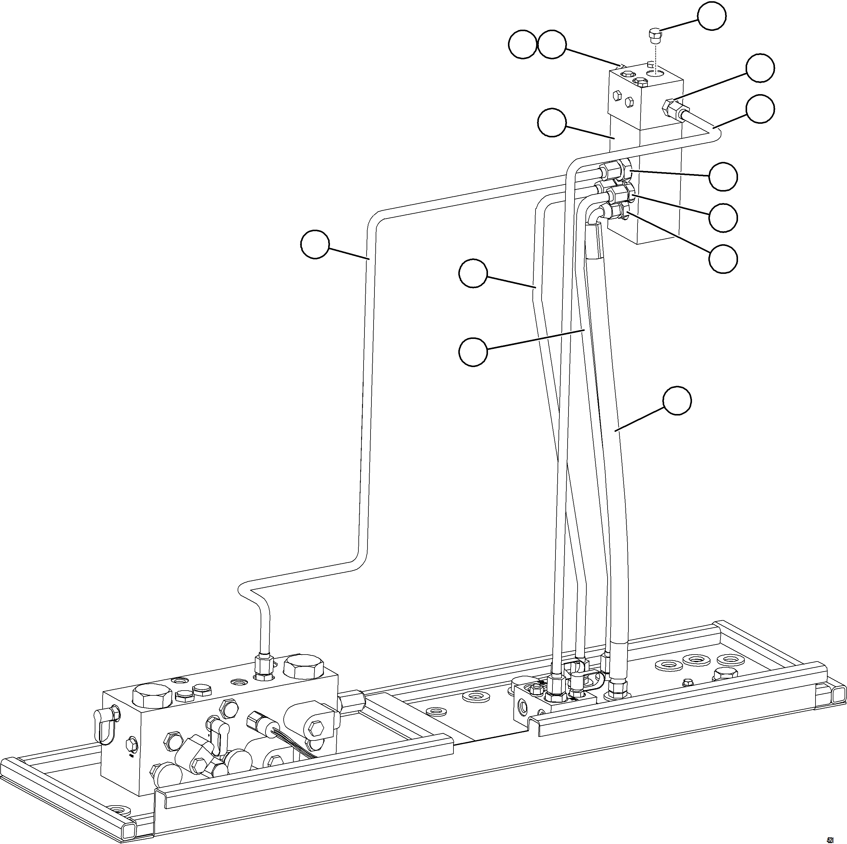 Komatsu parts book diagram for AFE59-GP 930E-4 S/N A31996, A32007, A32028 & A32036 - A32038  EPSA: DUAL RELAY VALVE PIPING