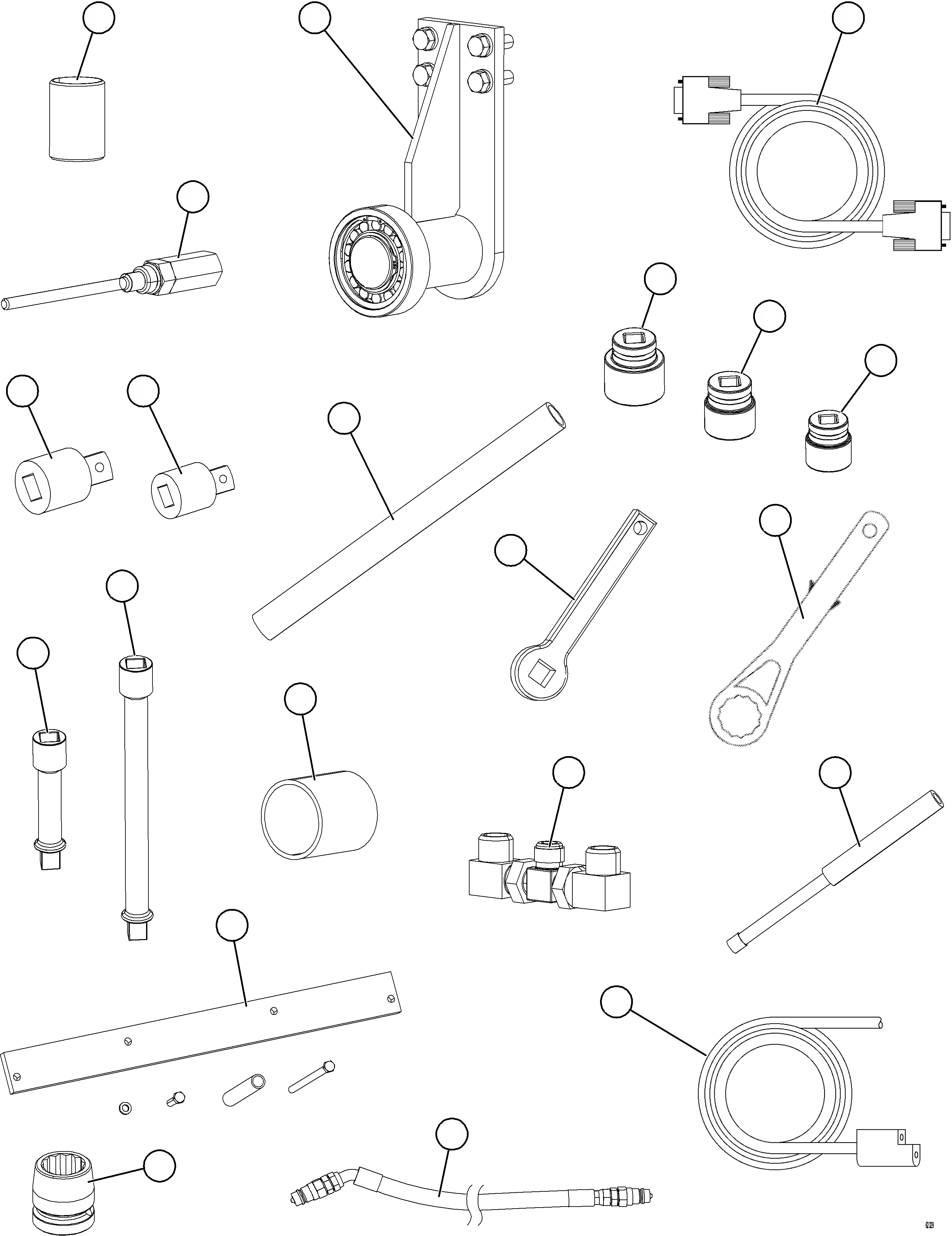 Komatsu parts book diagram for AFE59-GP 930E-4 S/N A31996, A32007, A32028 & A32036 - A32038  EPSA: TOOL GROUP   1/2    58F-98-00000