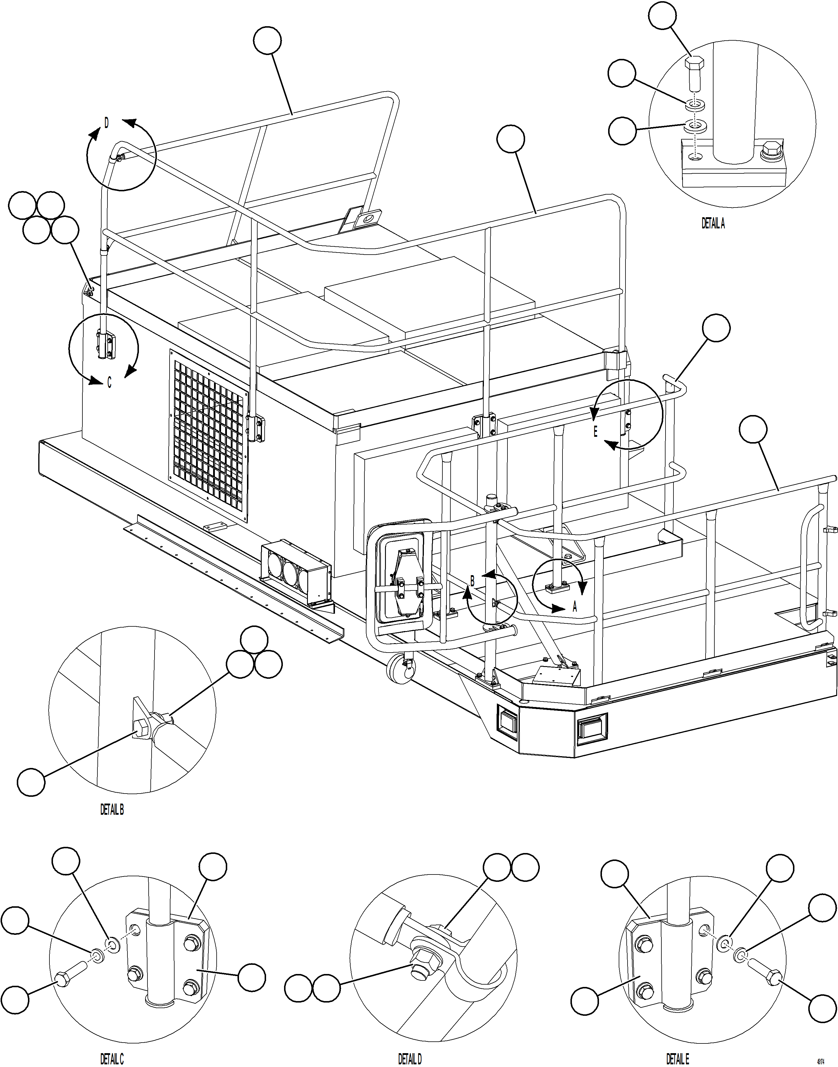 Komatsu parts book diagram for AFE59-GY 930E-4 S/N A32045 - A32046 & A32058 - A32061 VALE CARAJAS: RH DECK HANDRAILS