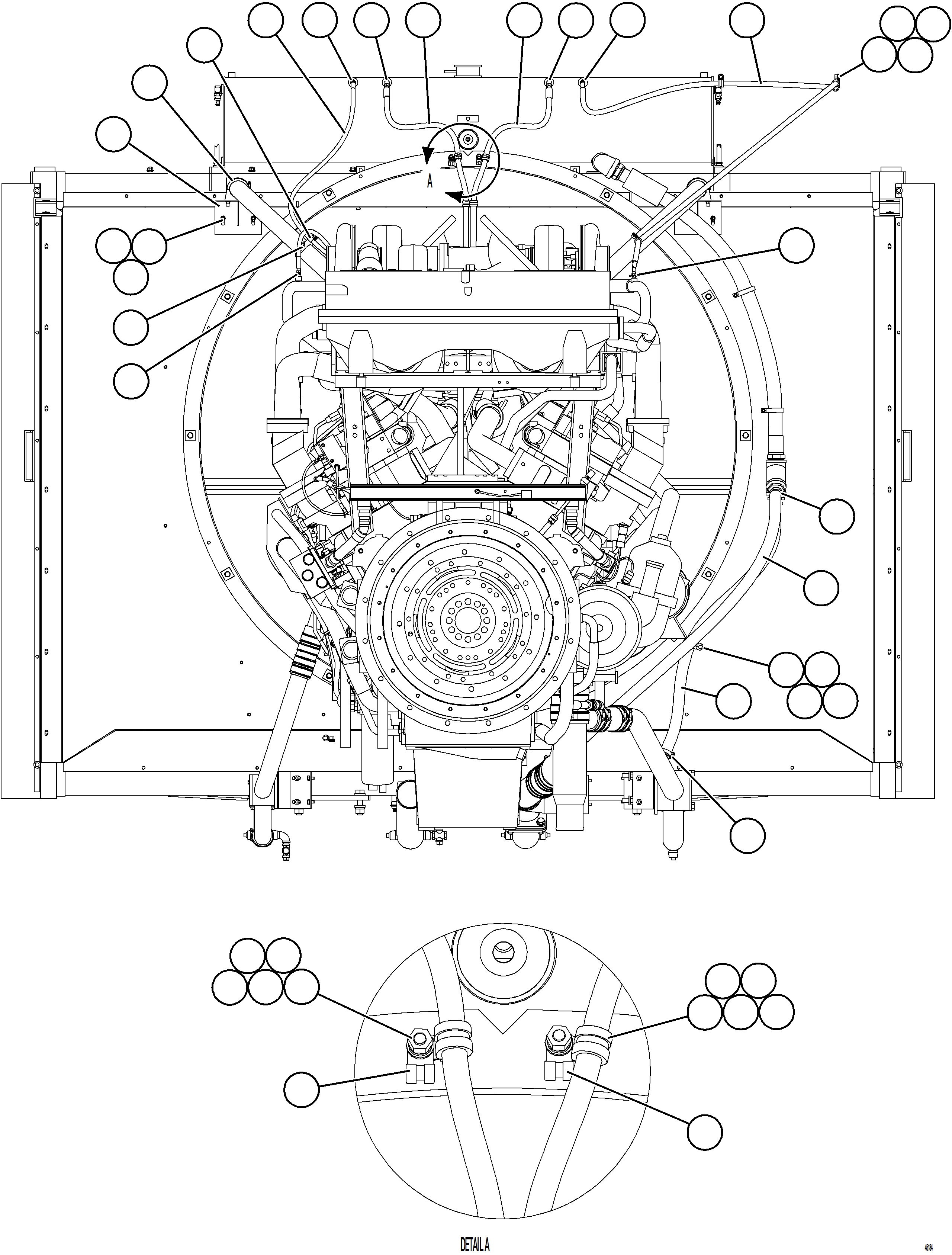 Komatsu parts book diagram for AFE59-GY 930E-4 S/N A32045 - A32046 & A32058 - A32061 VALE CARAJAS: RADIATOR PIPING   1/4