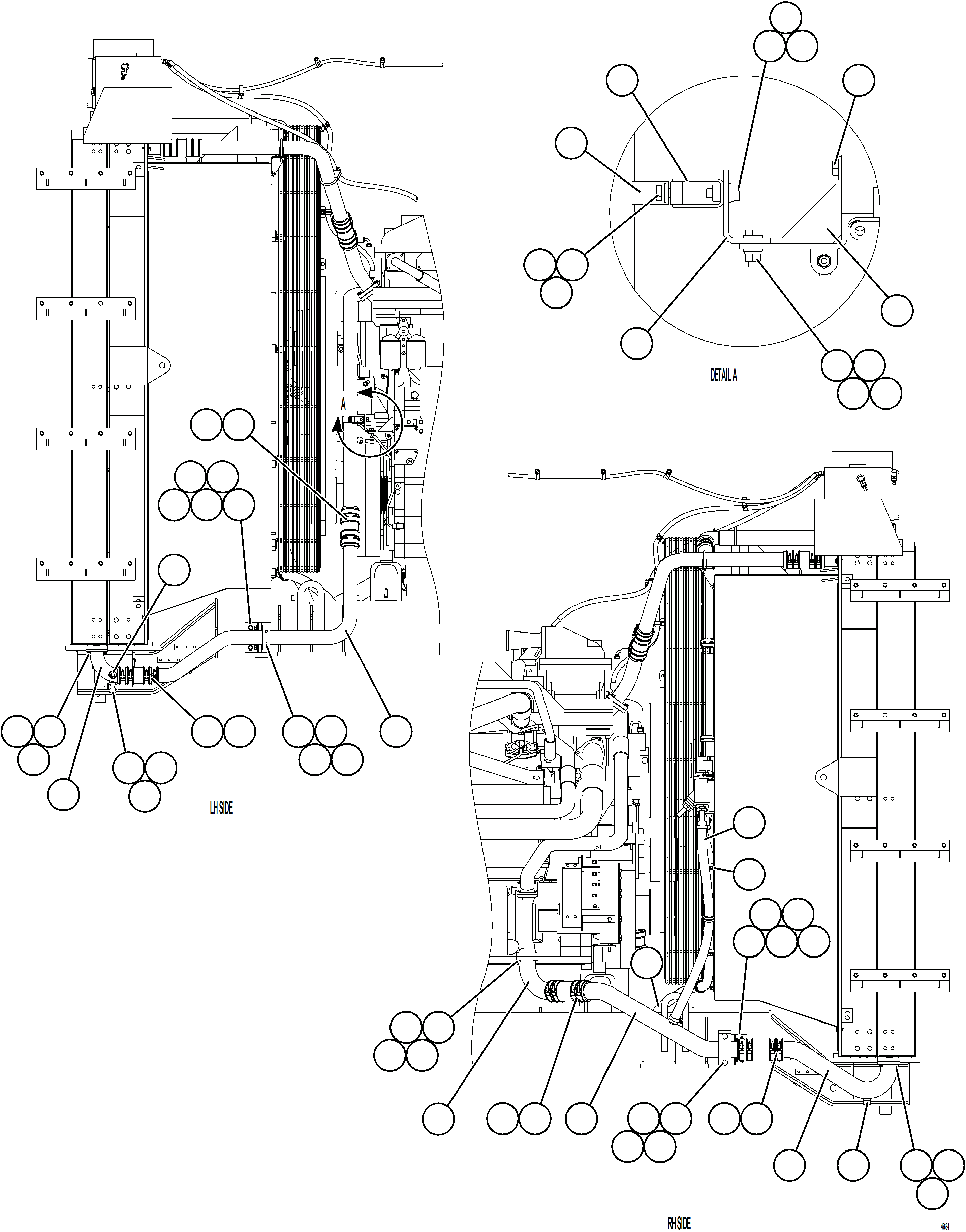 Komatsu parts book diagram for AFE59-GY 930E-4 S/N A32045 - A32046 & A32058 - A32061 VALE CARAJAS: RADIATOR PIPING    3/4