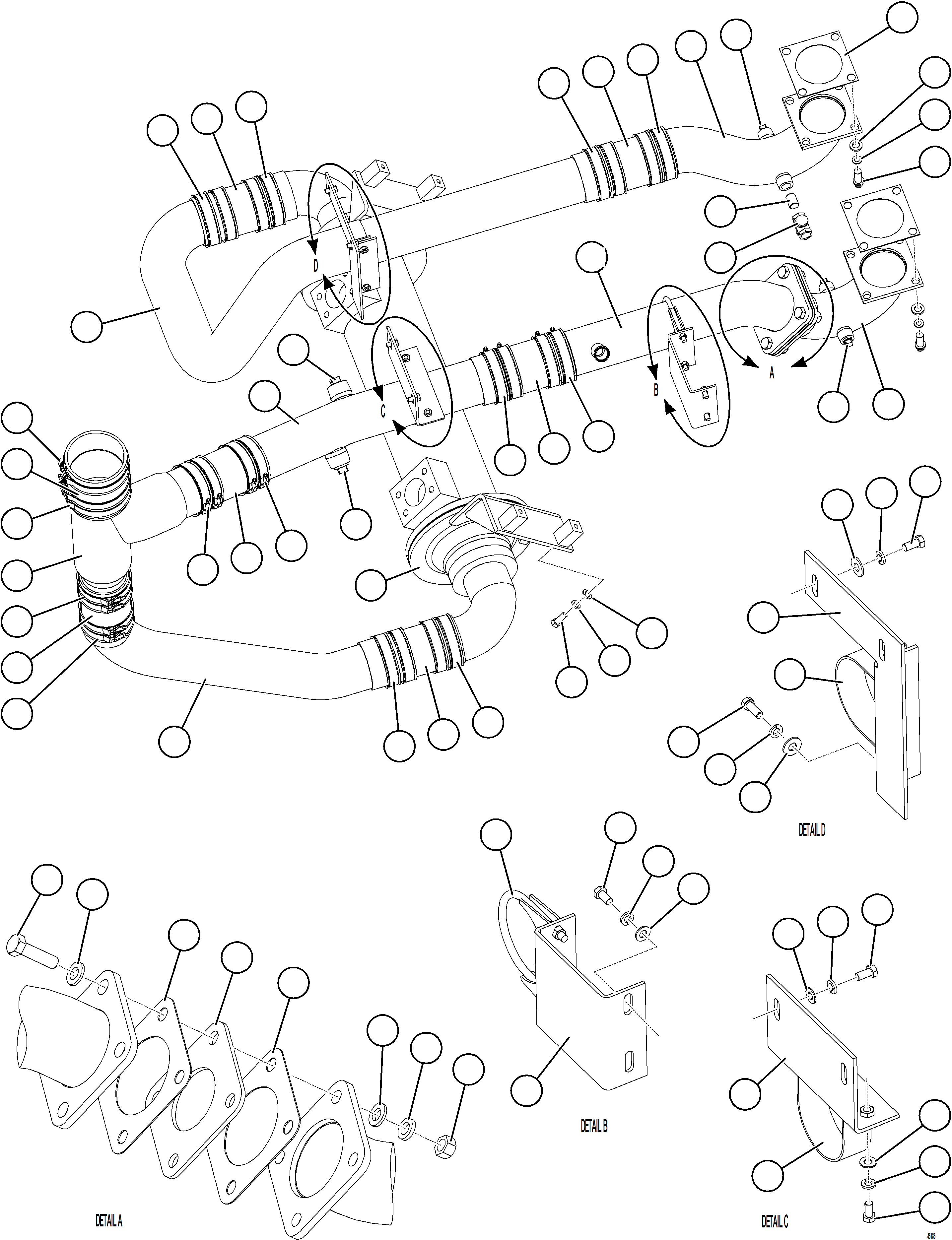 Komatsu parts book diagram for AFE59-GY 930E-4 S/N A32045 - A32046 & A32058 - A32061 VALE CARAJAS: RADIATOR PIPING    4/4