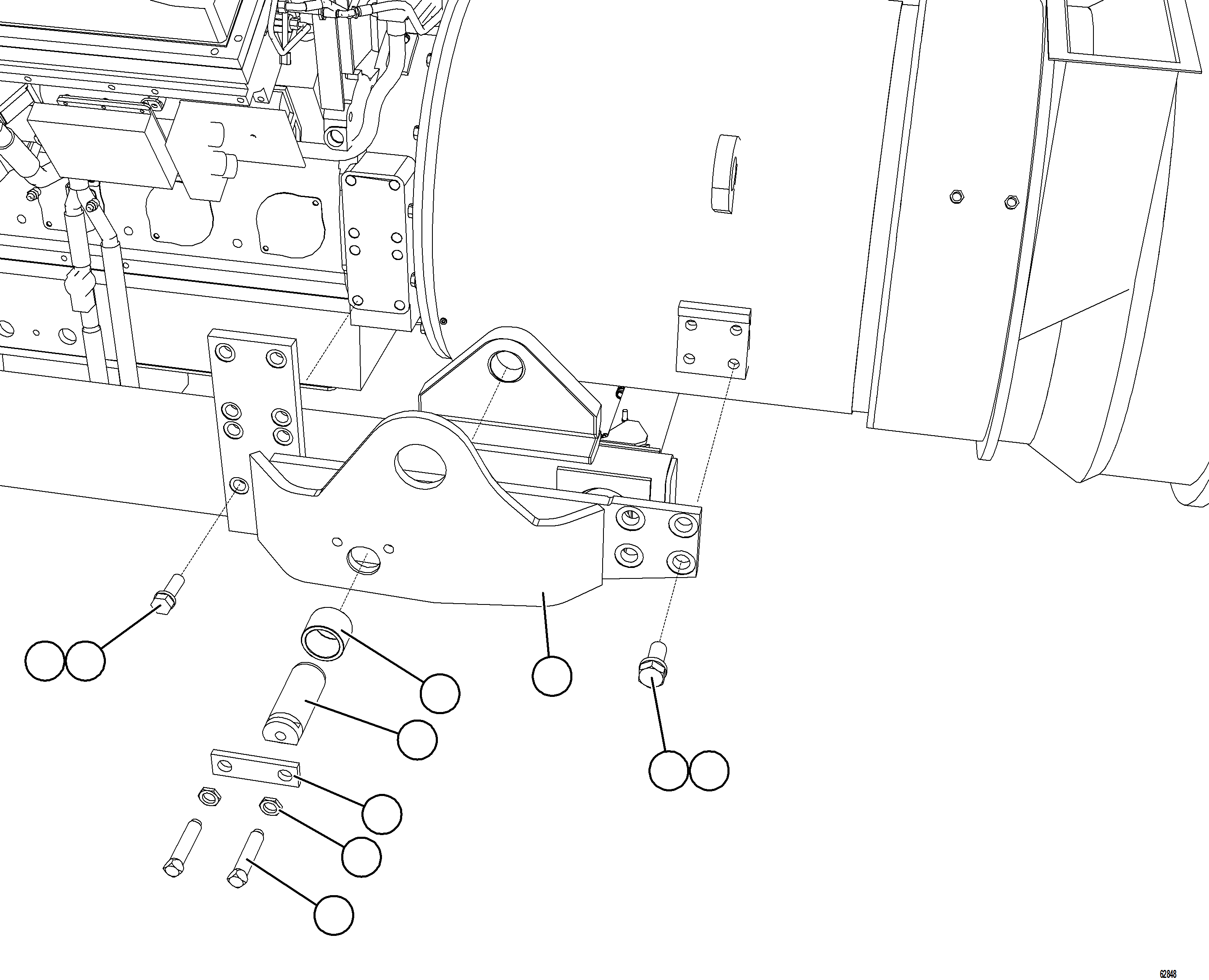 Komatsu parts book diagram for AFE59-GY 930E-4 S/N A32045 - A32046 & A32058 - A32061 VALE CARAJAS: ENGINE CRADLE INSTALLATION