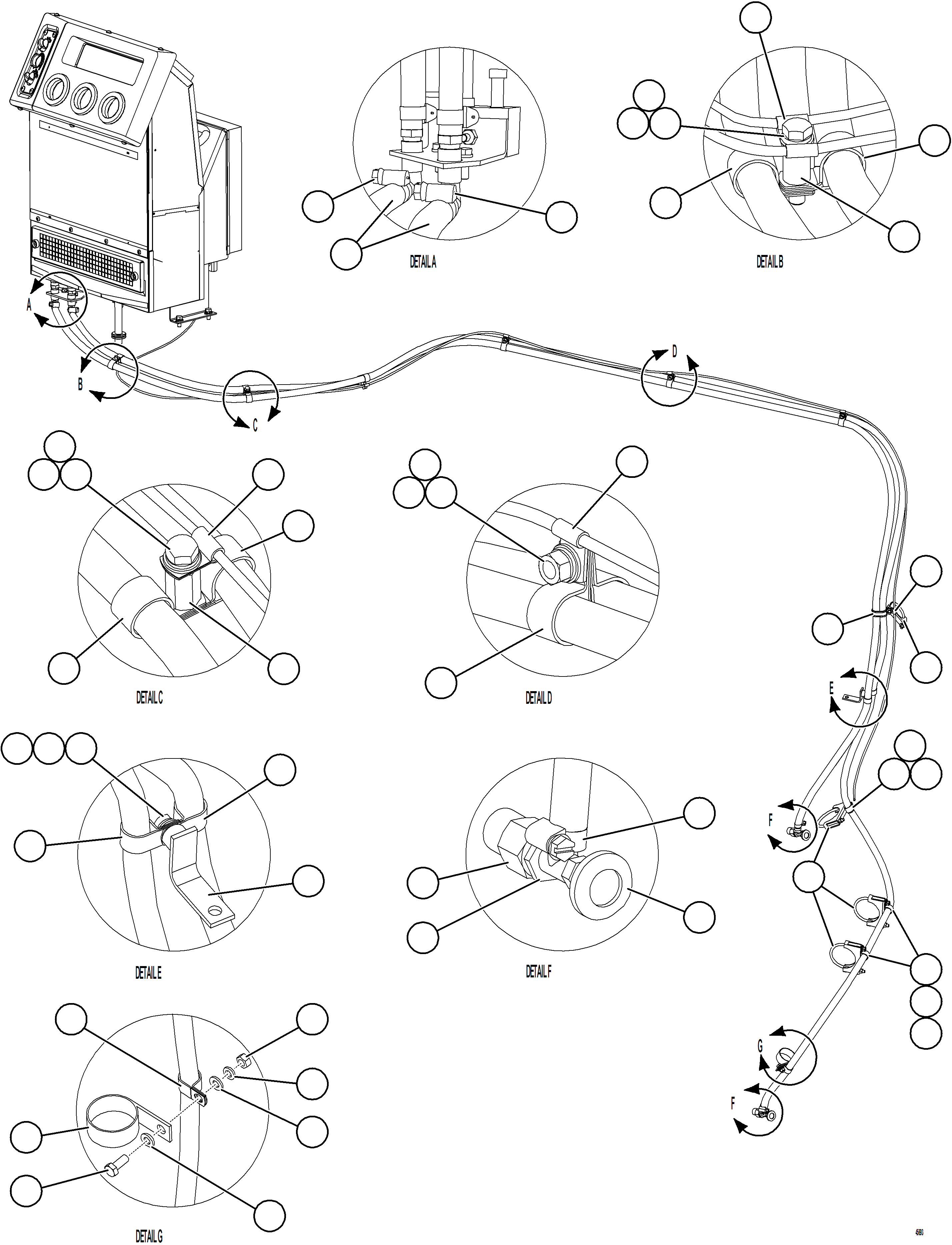 Komatsu parts book diagram for AFE59-GY 930E-4 S/N A32045 - A32046 & A32058 - A32061 VALE CARAJAS: HEATER HOSE INSTALLATION