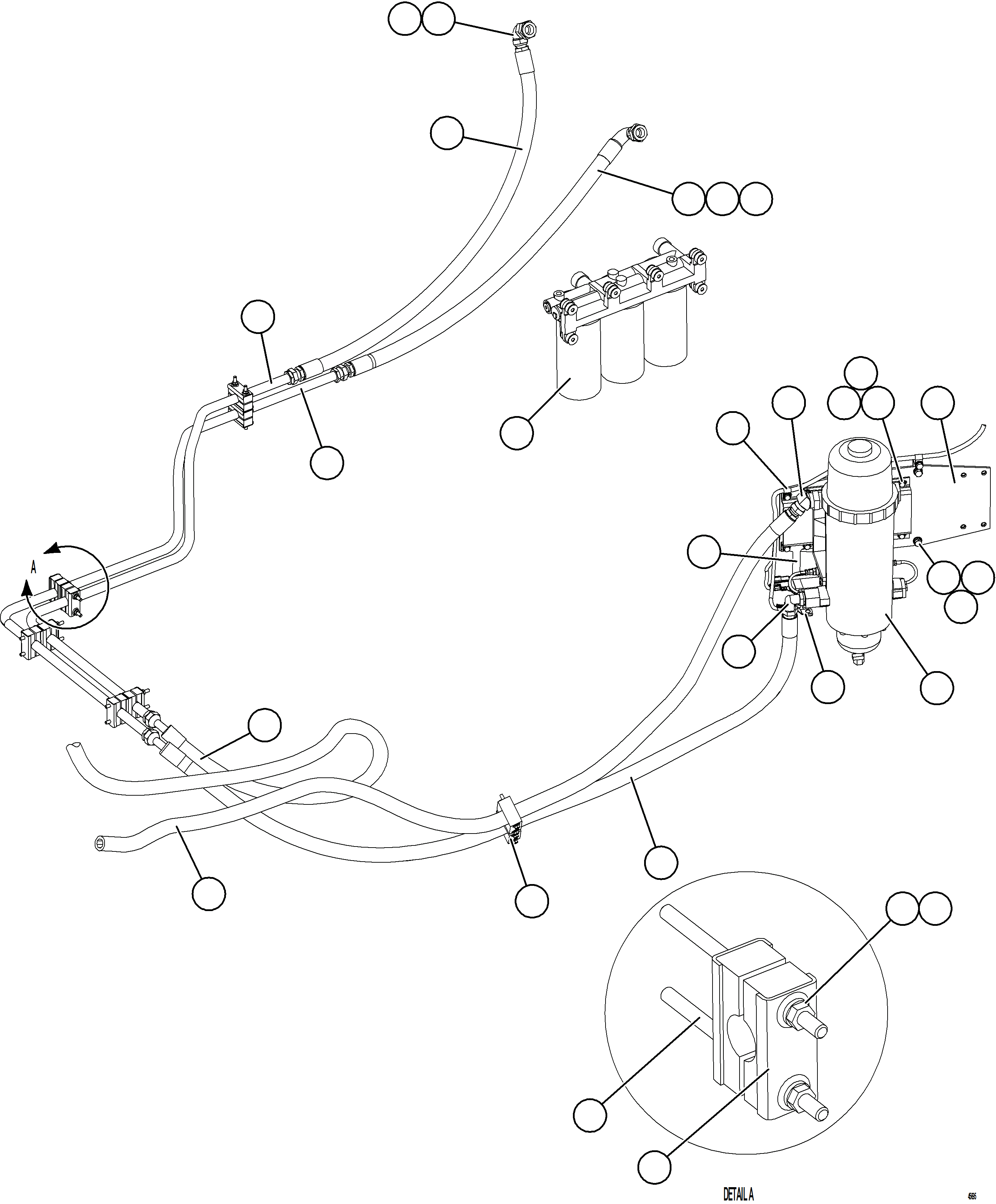 Komatsu parts book diagram for AFE59-GY 930E-4 S/N A32045 - A32046 & A32058 - A32061 VALE CARAJAS: FUEL SYSTEM PIPING   2/2