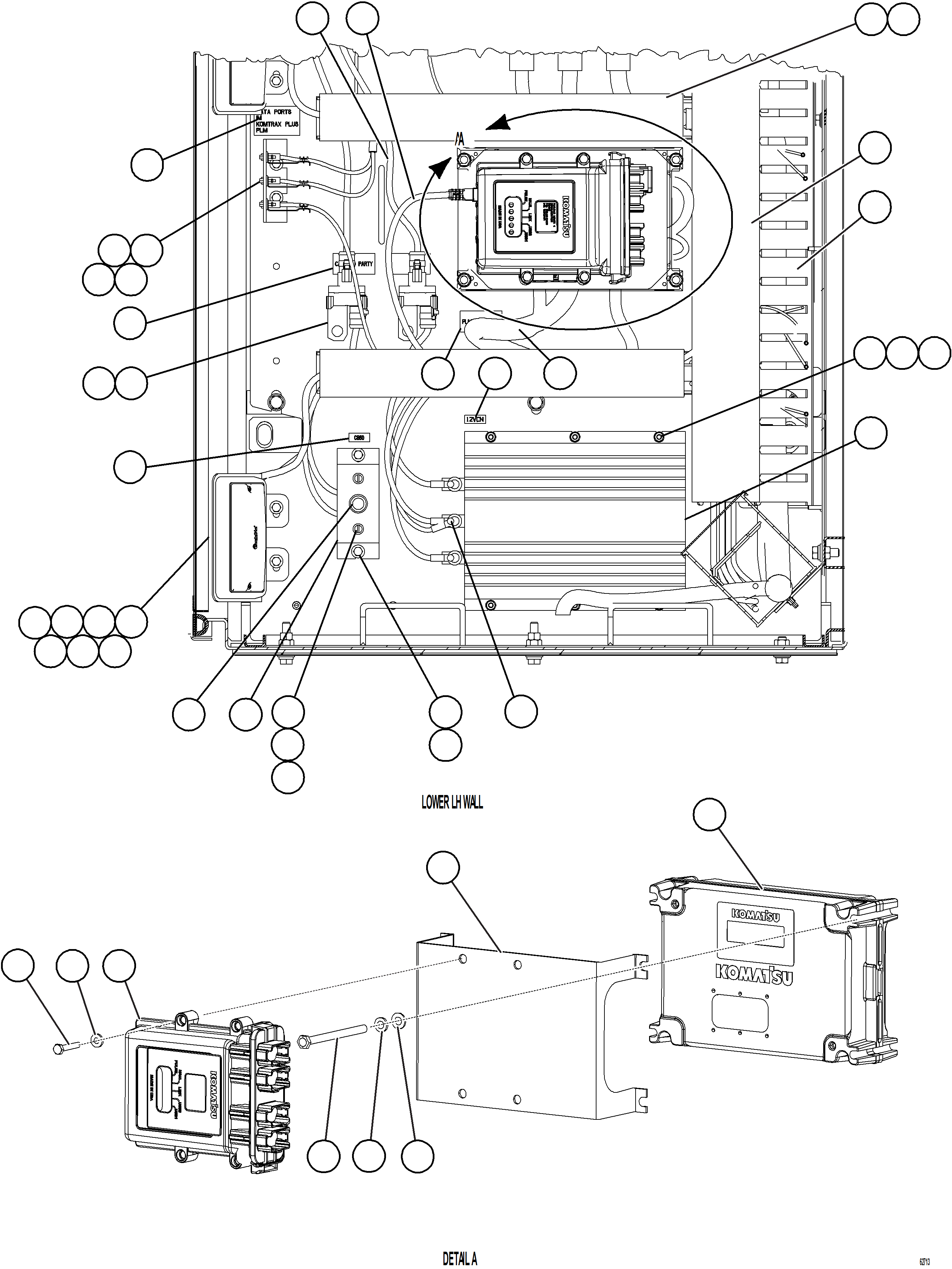 Komatsu parts book diagram for AFE59-GY 930E-4 S/N A32045 - A32046 & A32058 - A32061 VALE CARAJAS: AUXILIARY CONTROL CABINET COMPONENTS - LH WALL 2/2