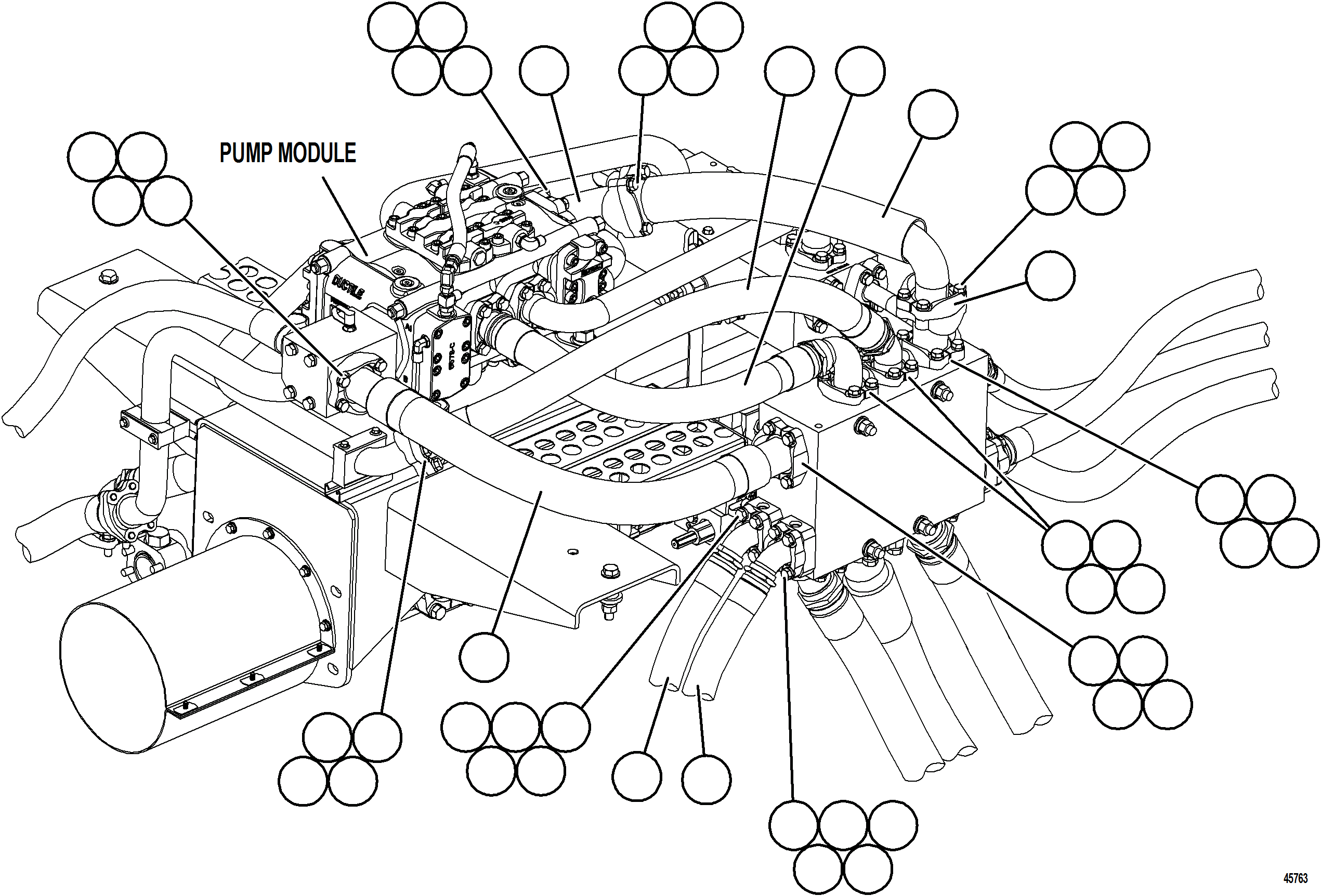 Komatsu parts book diagram for AFE59-GY 930E-4 S/N A32045 - A32046 & A32058 - A32061 VALE CARAJAS: PUMP MODULE - BRAKE COOLING & HOIST    1/2