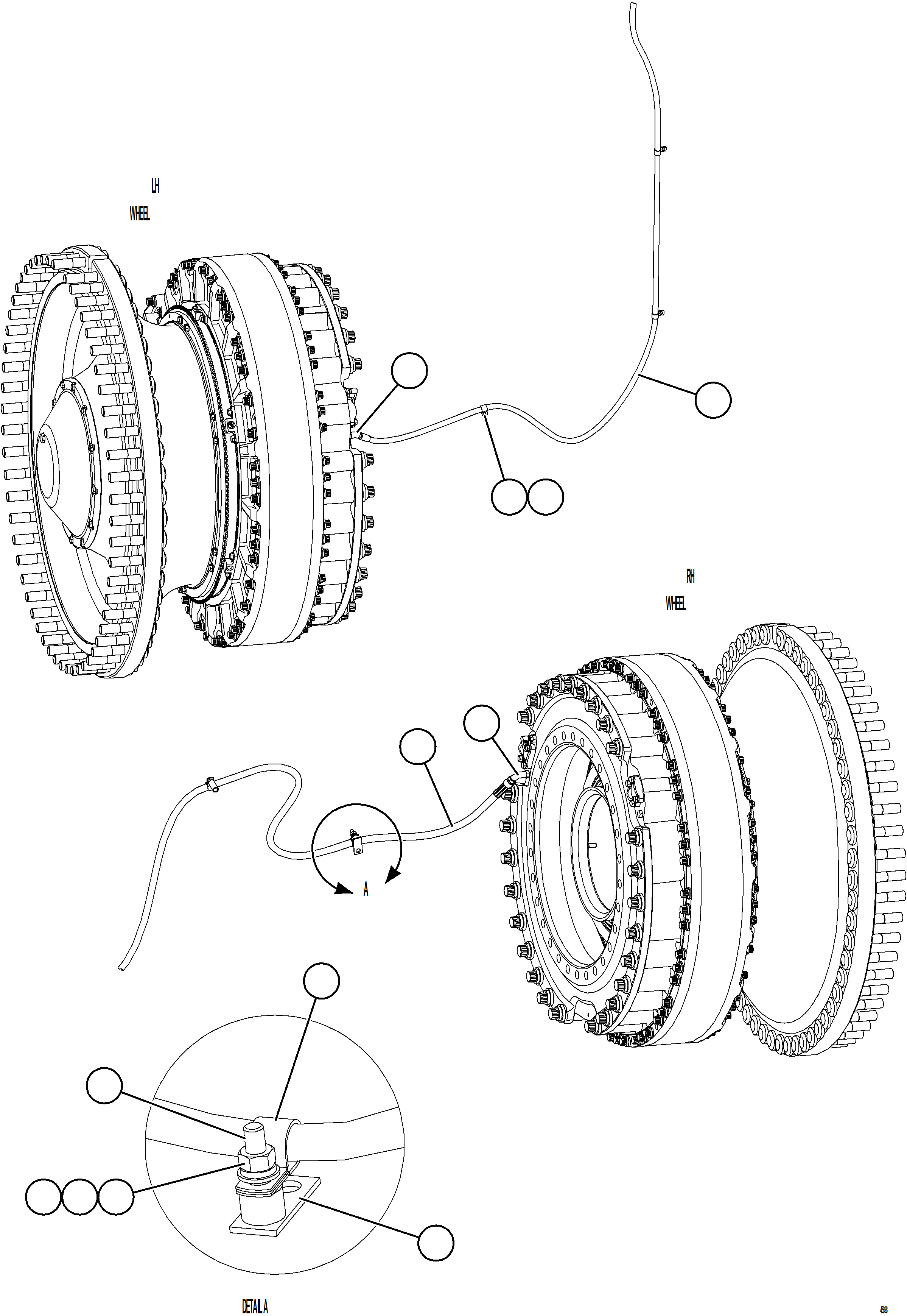 Komatsu parts book diagram for AFE59-GY 930E-4 S/N A32045 - A32046 & A32058 - A32061 VALE CARAJAS: BRAKE APPLY PIPING    1/4