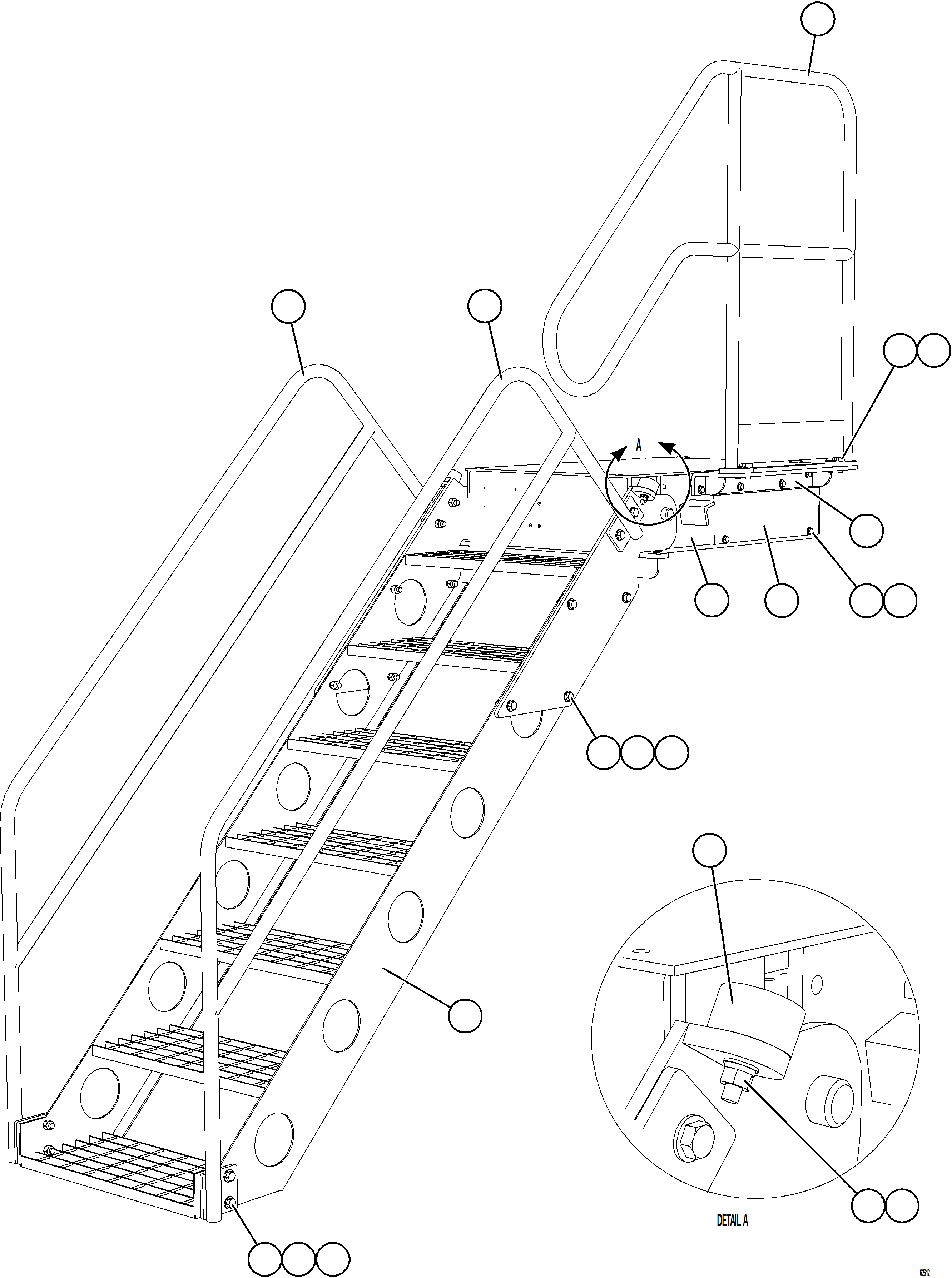 Komatsu parts book diagram for AFE59-GY 930E-4 S/N A32045 - A32046 & A32058 - A32061 VALE CARAJAS: LADDER ASSEMBLY 1/2     58F-60-01220
